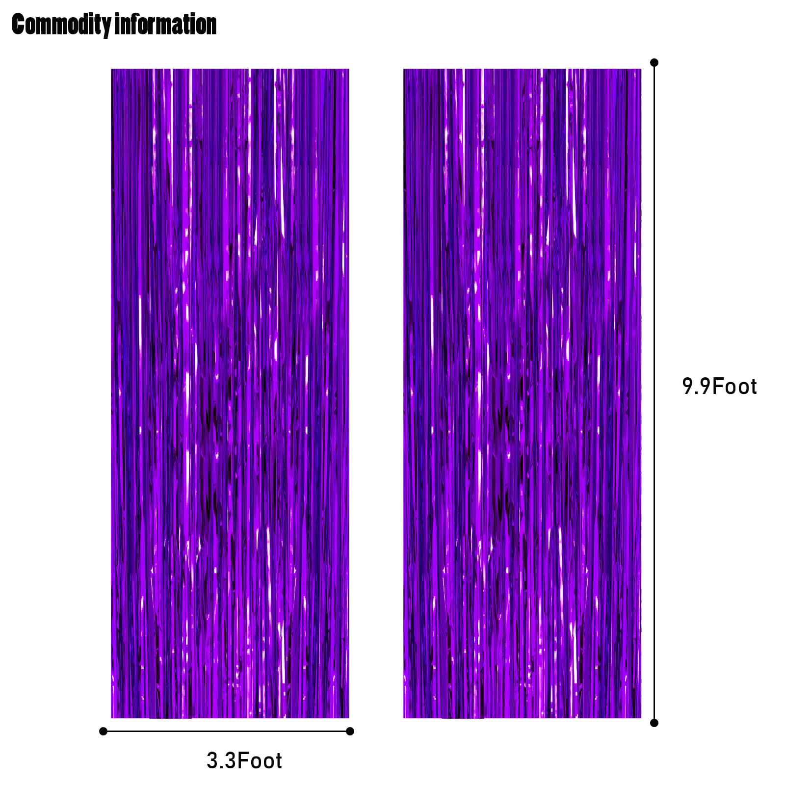 Canrevel 2 Pack 3.3X8.2 Feet Purple Foil Fringe Backdrop Curtains, Tinsel Streamers For Mermaid Birthday Party Decorations, Grad