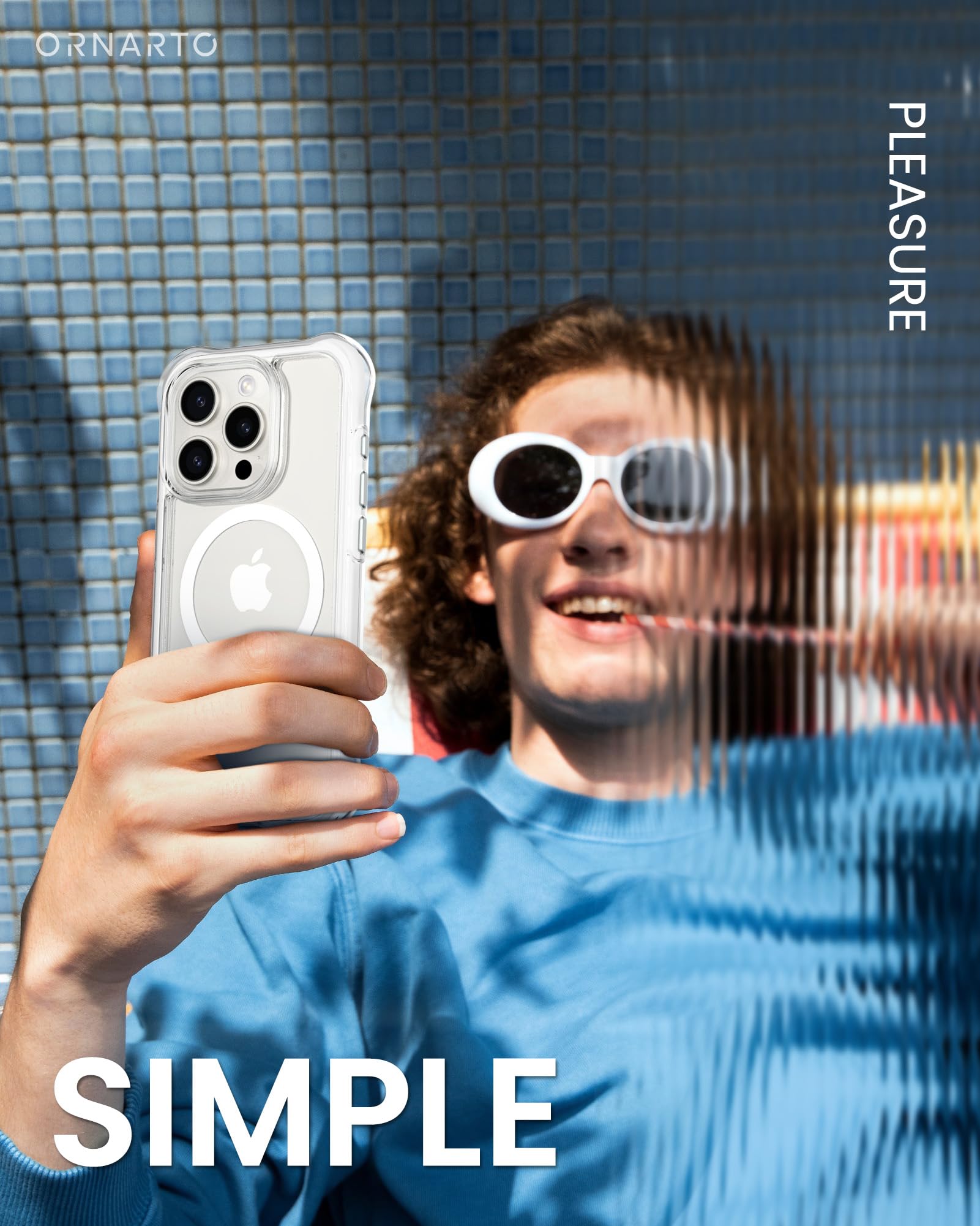 Ornarto Air Case For Iphone 15 Pro Clear, Compatible With Magsafe, Military Grade Drop Protection Cover With Built In Air White