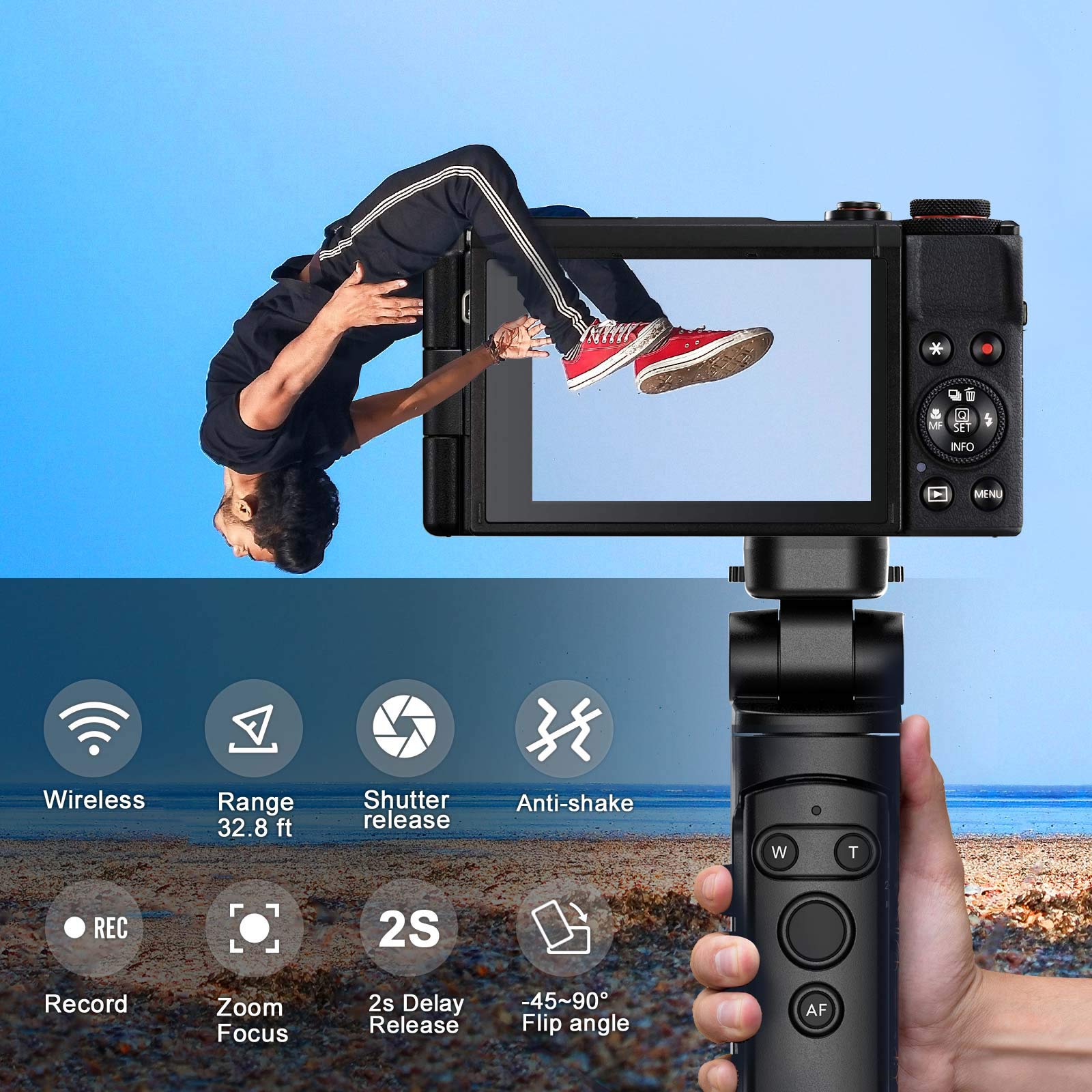 Aodelan Camera Remote Control Wireless Shooting Grip Tripod Grip For Canon Eos Rp, Eos R, R5, R6, M50, M50 Ii, 6D Mark Ii, 77D,