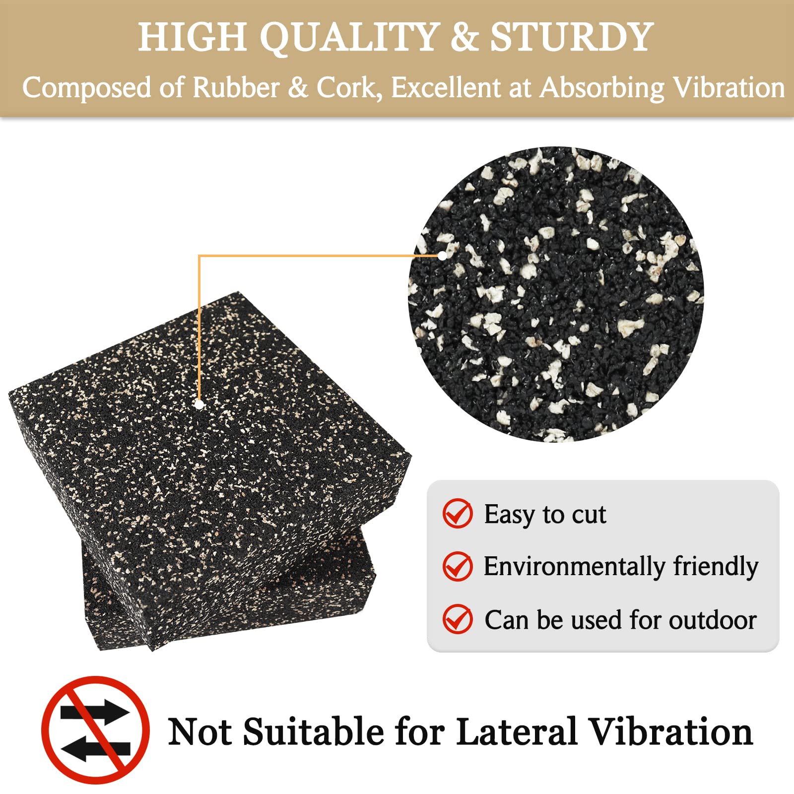 Bxi Subwoofer Isolation Pad - 2 Pcs 6 X 6 X 2 Inches Bass Reduction Floorstanding Speakers Mat Riser - Thick Large Rubber Cork A