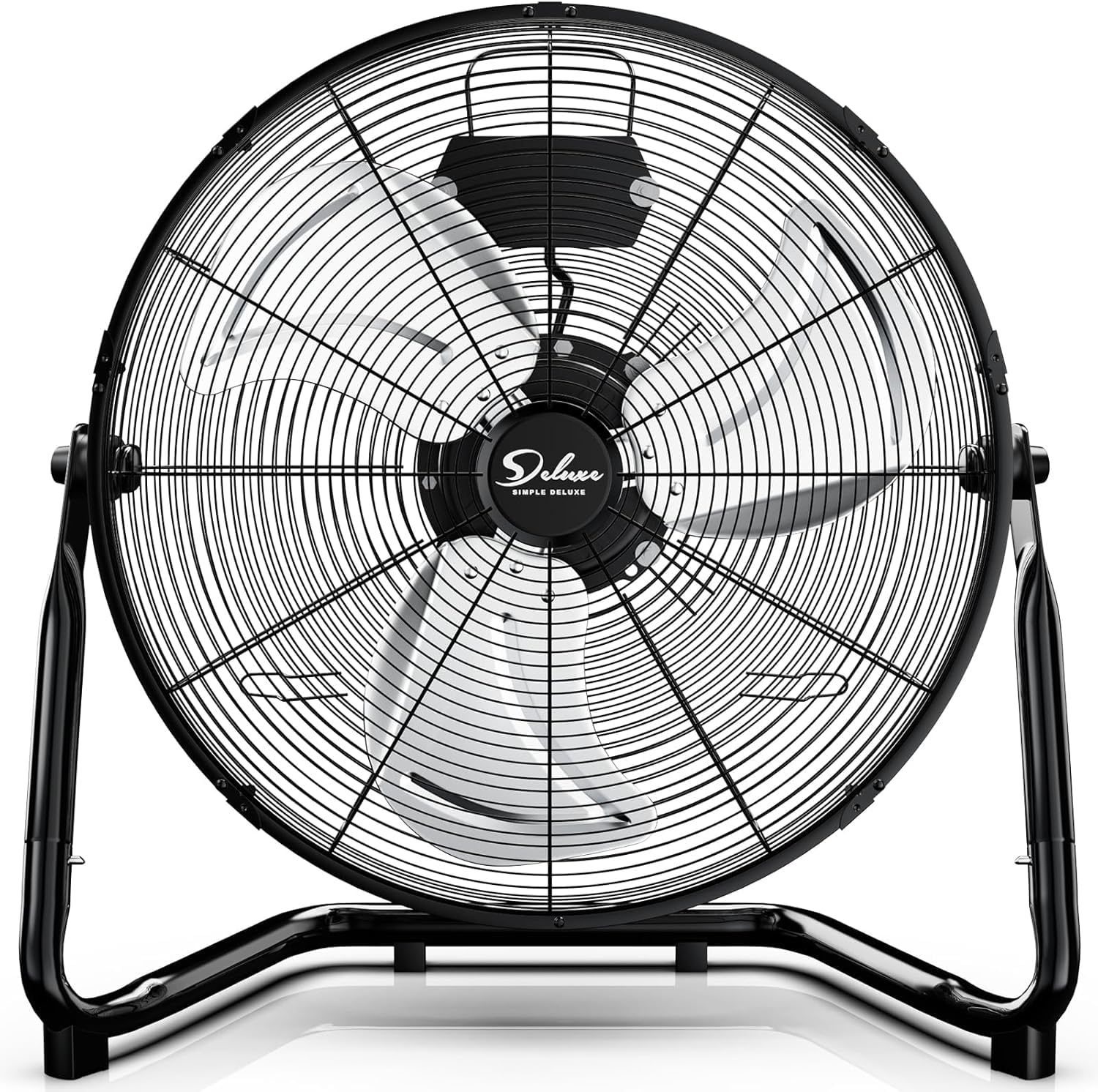 Simple Deluxe Comfort Zone Cradle Floor Fan, 12 Inch 3-Speed High Velocity, 230 Degree Adjustable Tilt, All-Metal, Carry Handle,