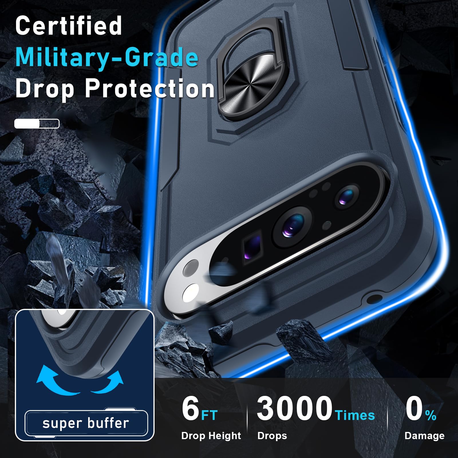 Janmitta For Google Pixel 9 Pro Xl Case With Screen Protector+Camera Lens Protector,Heavy Duty Shockproof Full Body Phone Cover