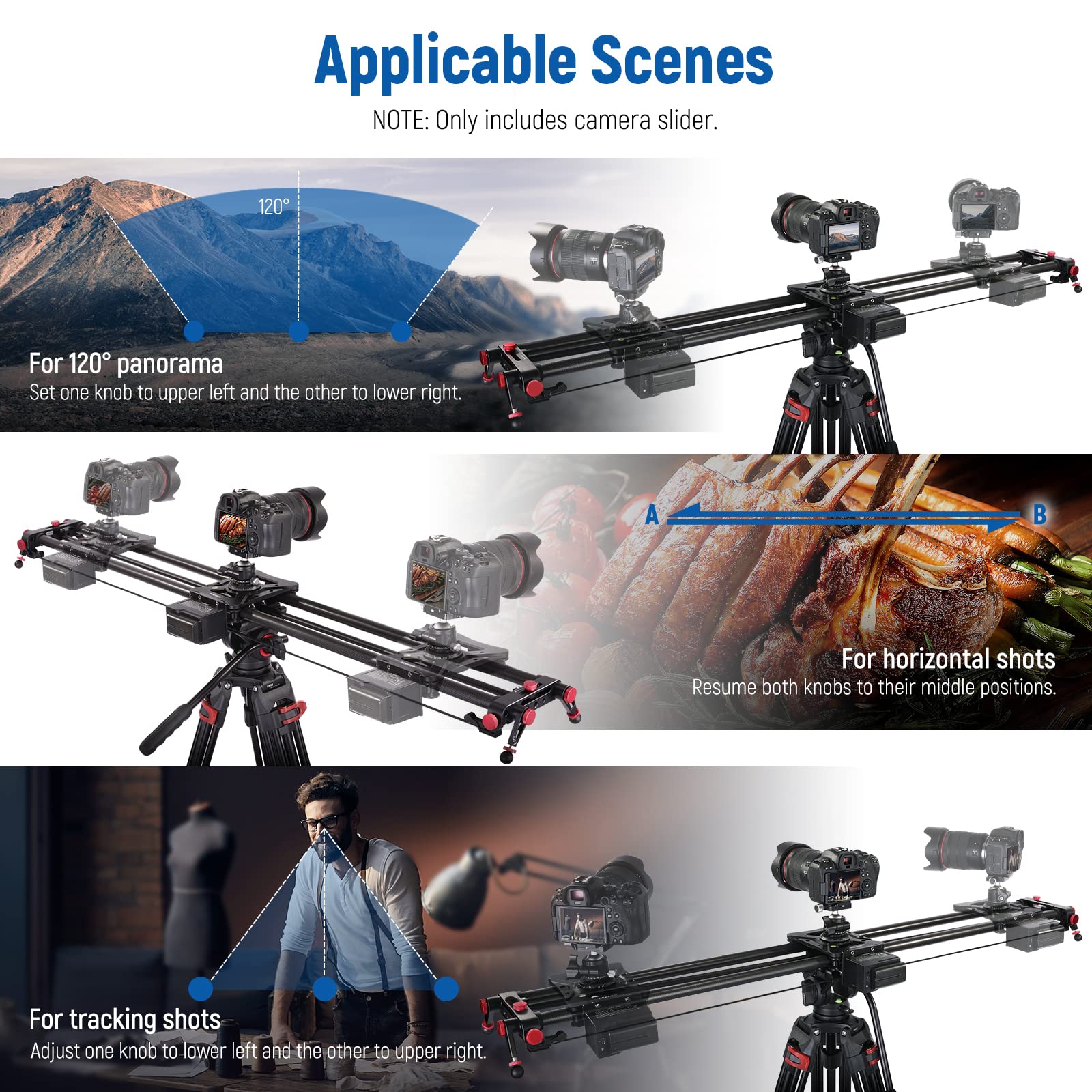 Neewer 47.2   /120Cm Motorized Camera Slider, App Wireless Control Carbon Fiber Dolly Rail Slider, Support Video Mode, Time Laps