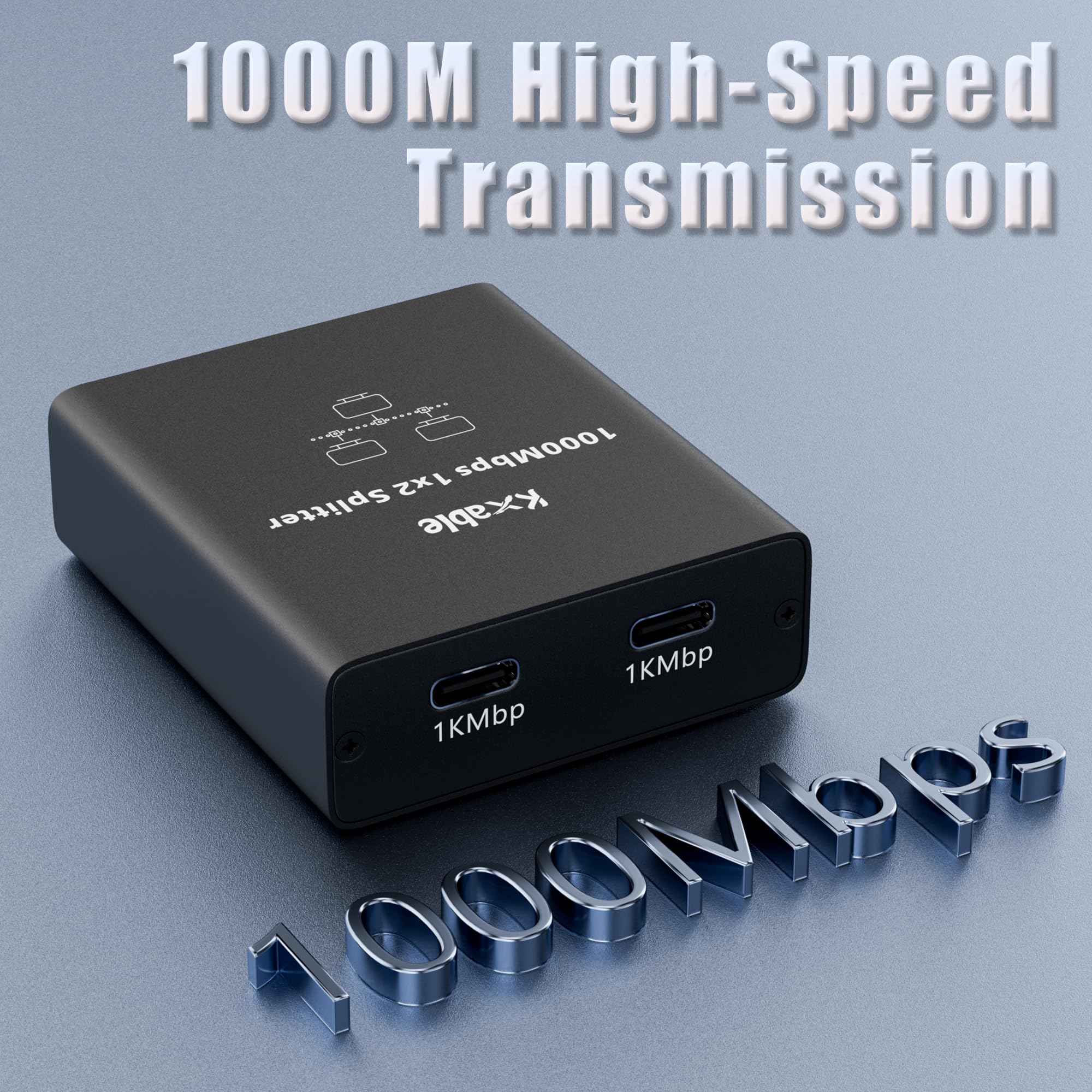 Ethernet Splitter 1 To 2 Out (Double Usb C Port), Upgrade Design Rj45 Splitter With Usb Power Cord, Gigabit Lan Internet Adapter