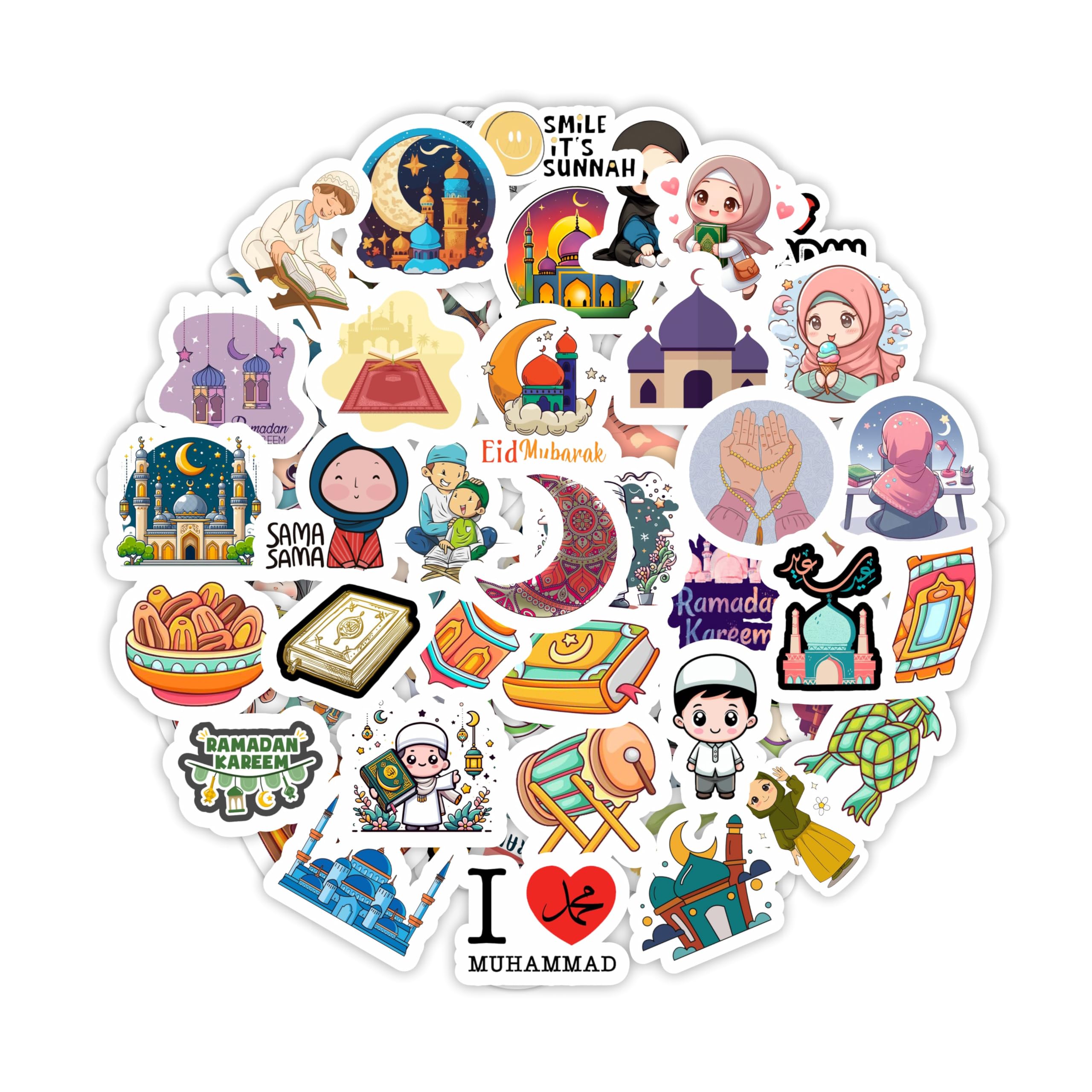 Islamic Stickers For Ki_Ds, Muslim Stickers For Water Bottle And Laptop   Islam Party Favors & Decorations, Ramadan Waterproof V