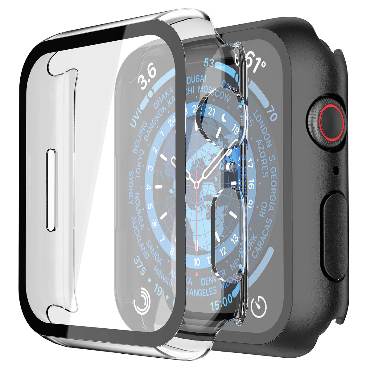 Misxi 2 Pack Pc Case With Tempered Glass Screen Protector Compatible With Apple Watch Series 9 (2023) Series 8 Series 7 45Mm, Ul
