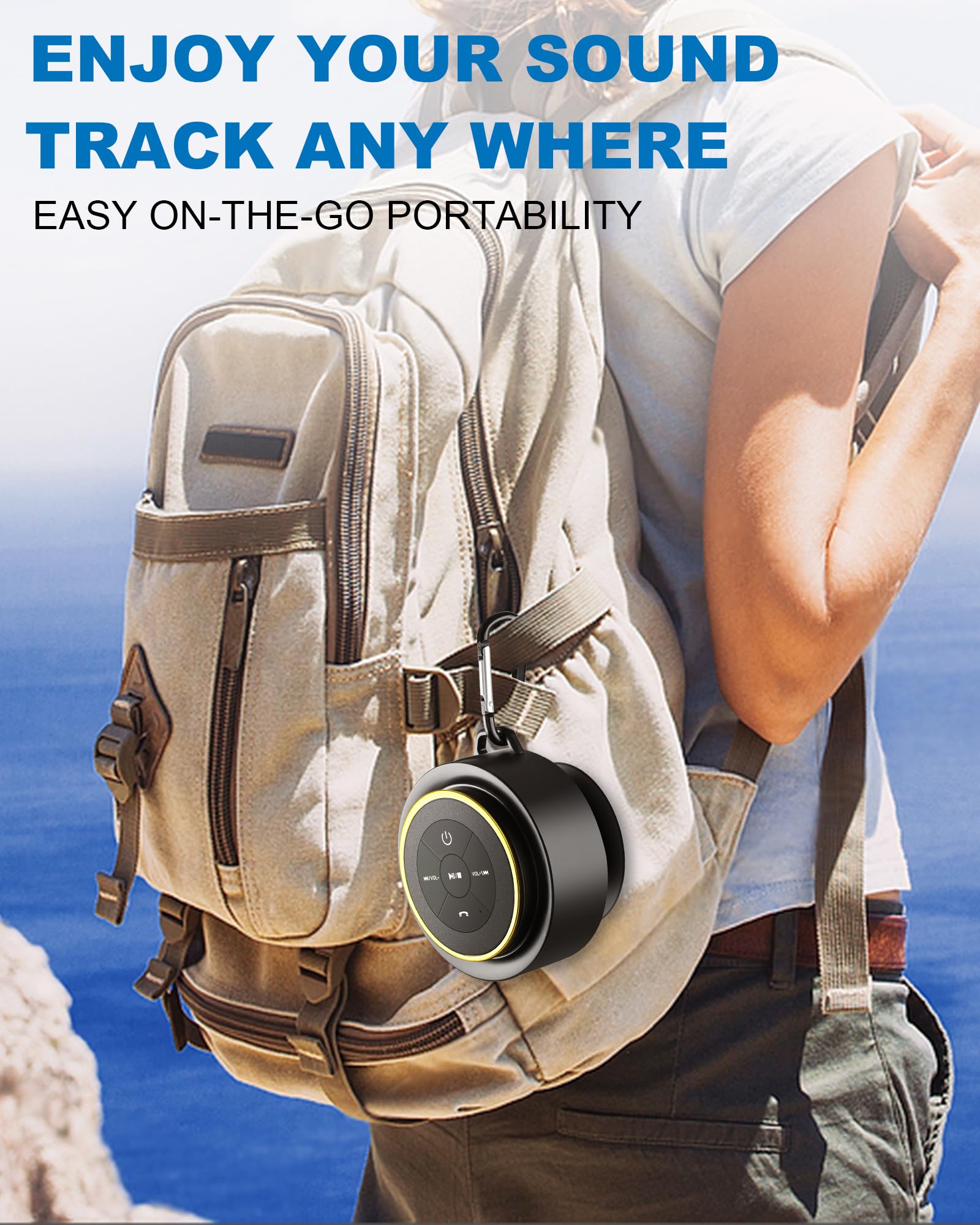 Razobws Bluetooth Shower Speaker, Portable Bluetooth Speakers, Ip67 Waterproof Wireless Speaker With Suction Cup & Carabiner, Bu