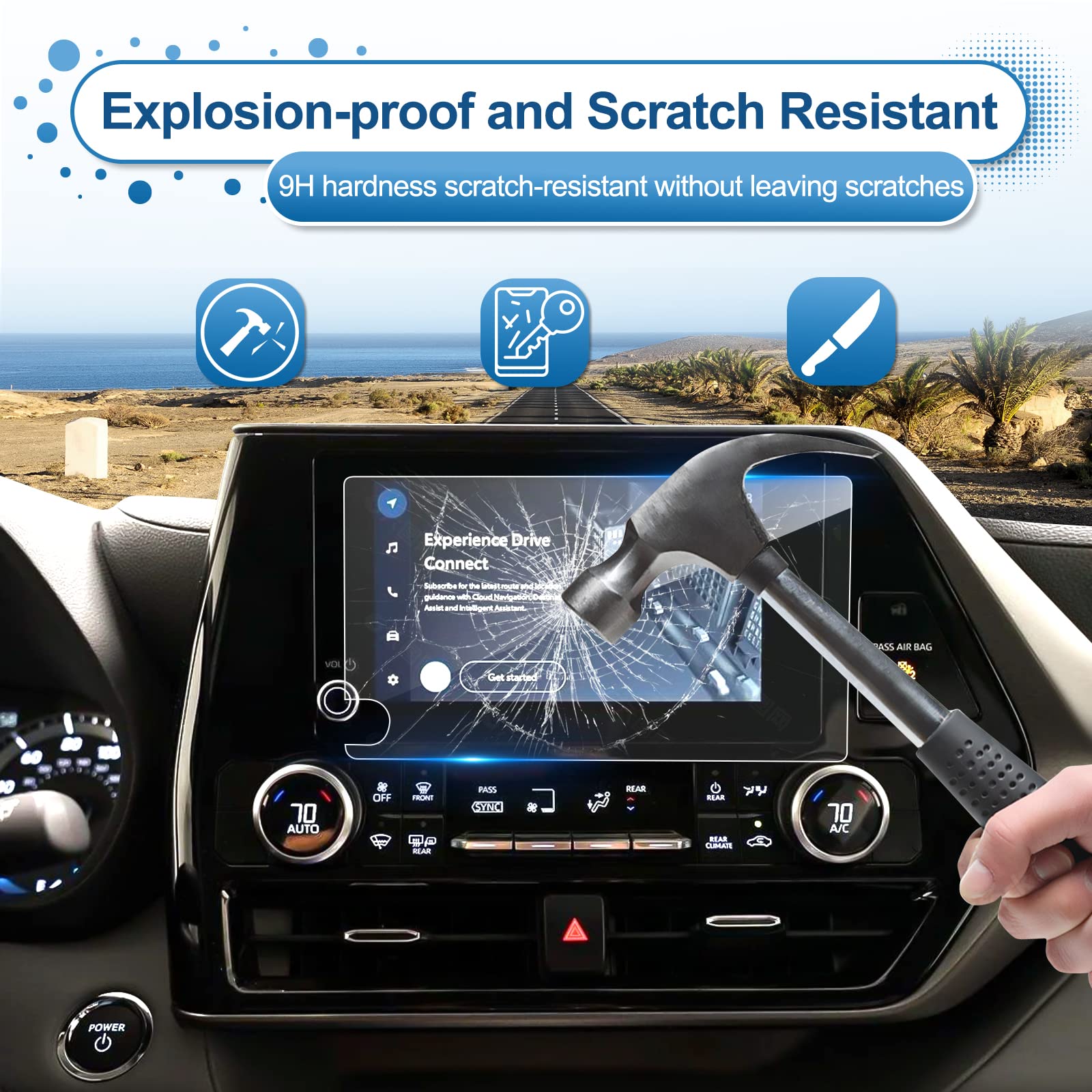 Coleya 2023 2024 Highlander/Highlander Hybrid Screen Protector For Toyota Highlander (L/Le/Xle/Xse) 8 Inch Touch Screen, Hd Tran