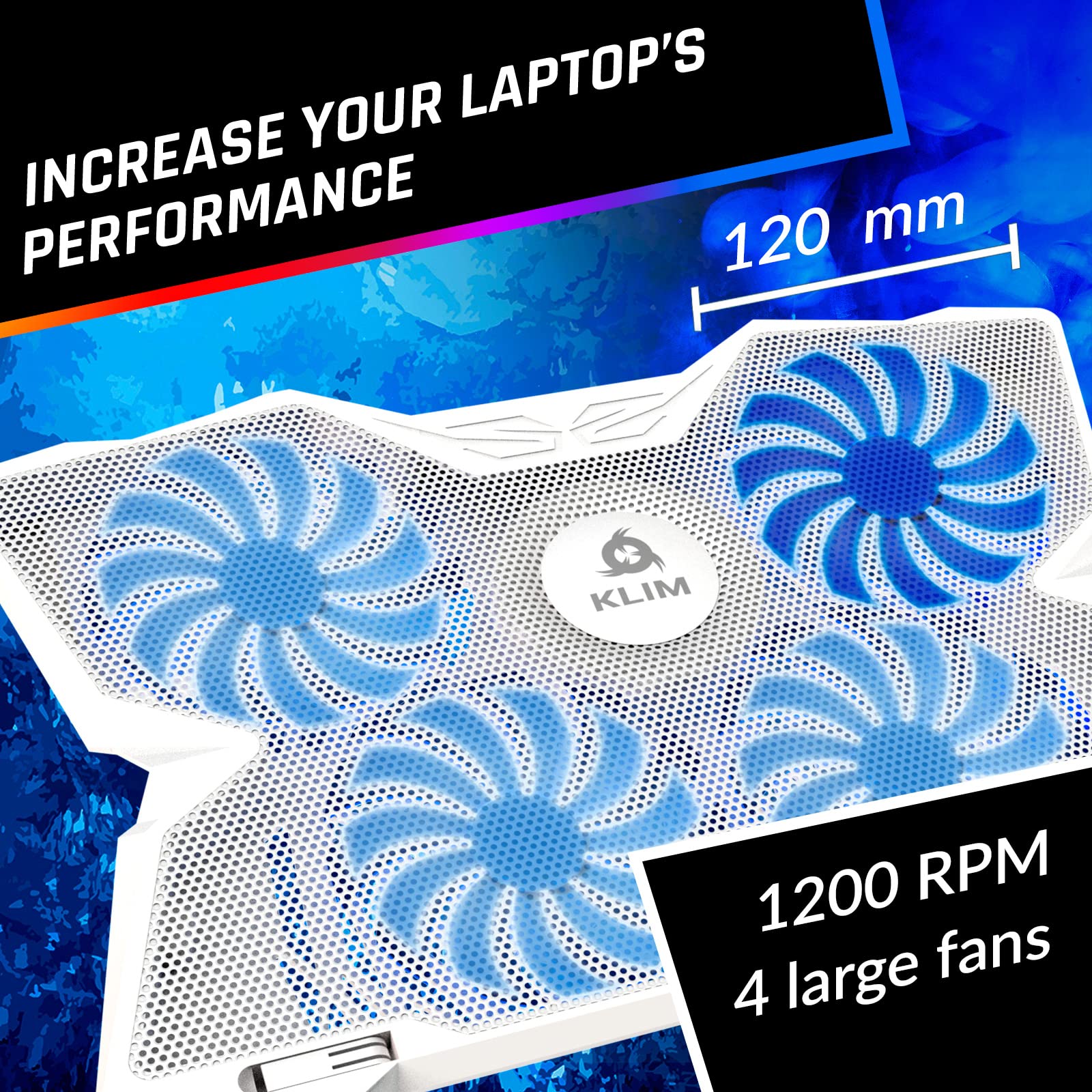 Klim Wind Laptop Cooling Pad   More Than 500 000 Units Sold   New 2024   The Most Powerful Rapid Action Cooling Fan   Laptop Sta