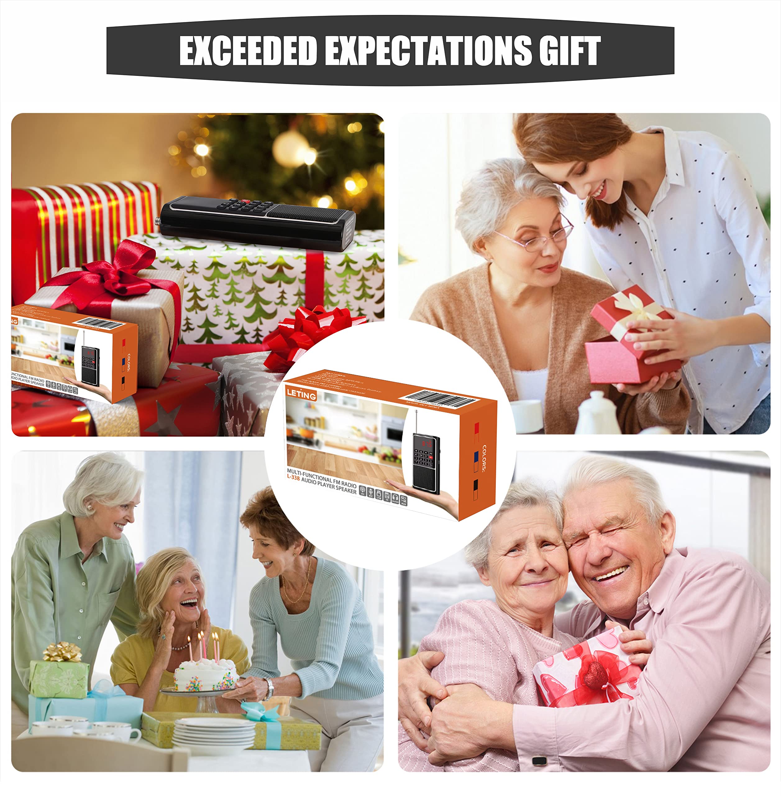 Leting Portable Radio With Mp3 Speaker, Radios Porable Fm,Fm Radio Support Tf Card/Usb/Music Recording, Rechargeable Battery Pow