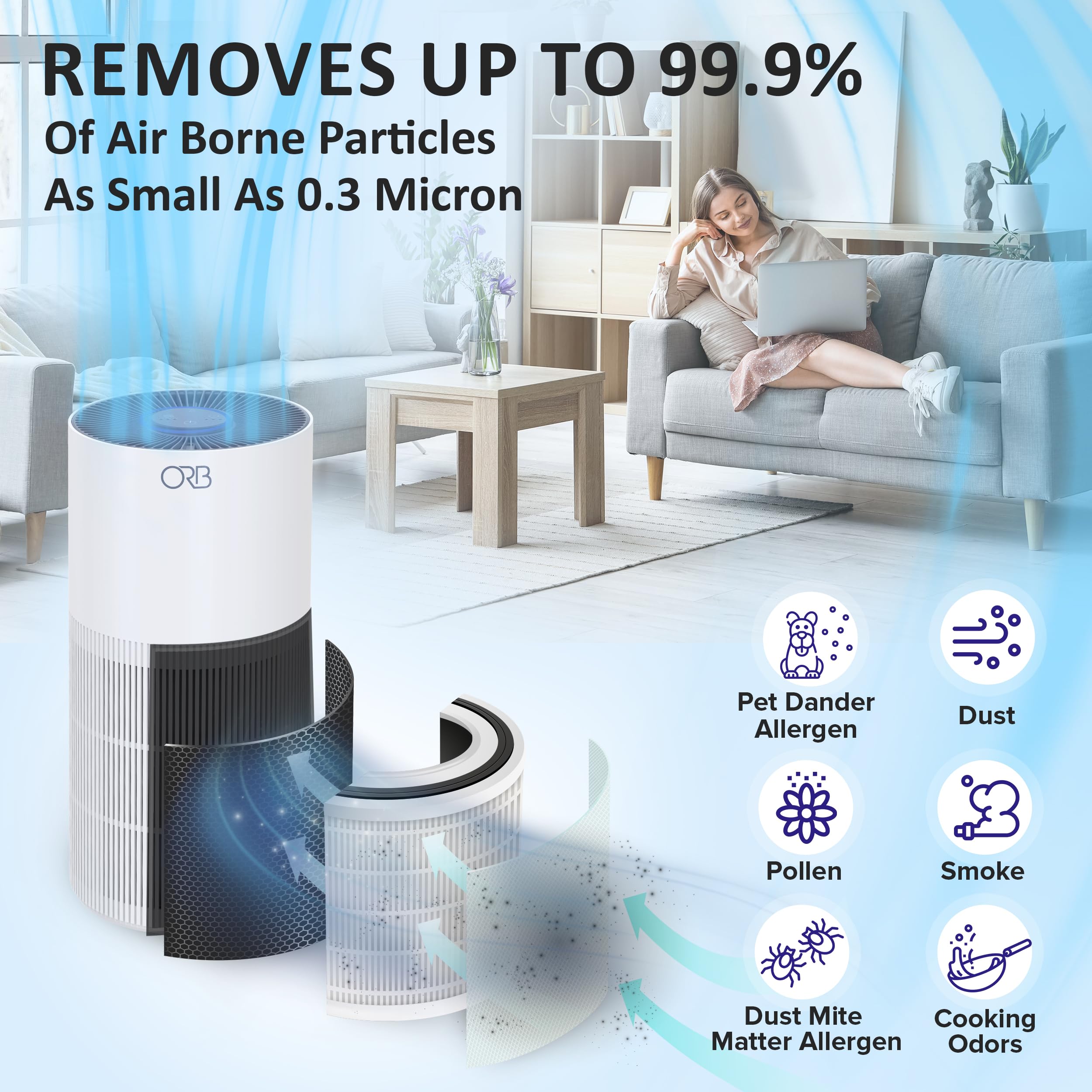 Air Purifier And Humidifier Combo,Air Purifier For Home Bedroom, Remove Dust Smoke Odor Pollen Pet Dander Allergies, Quiet, Auto