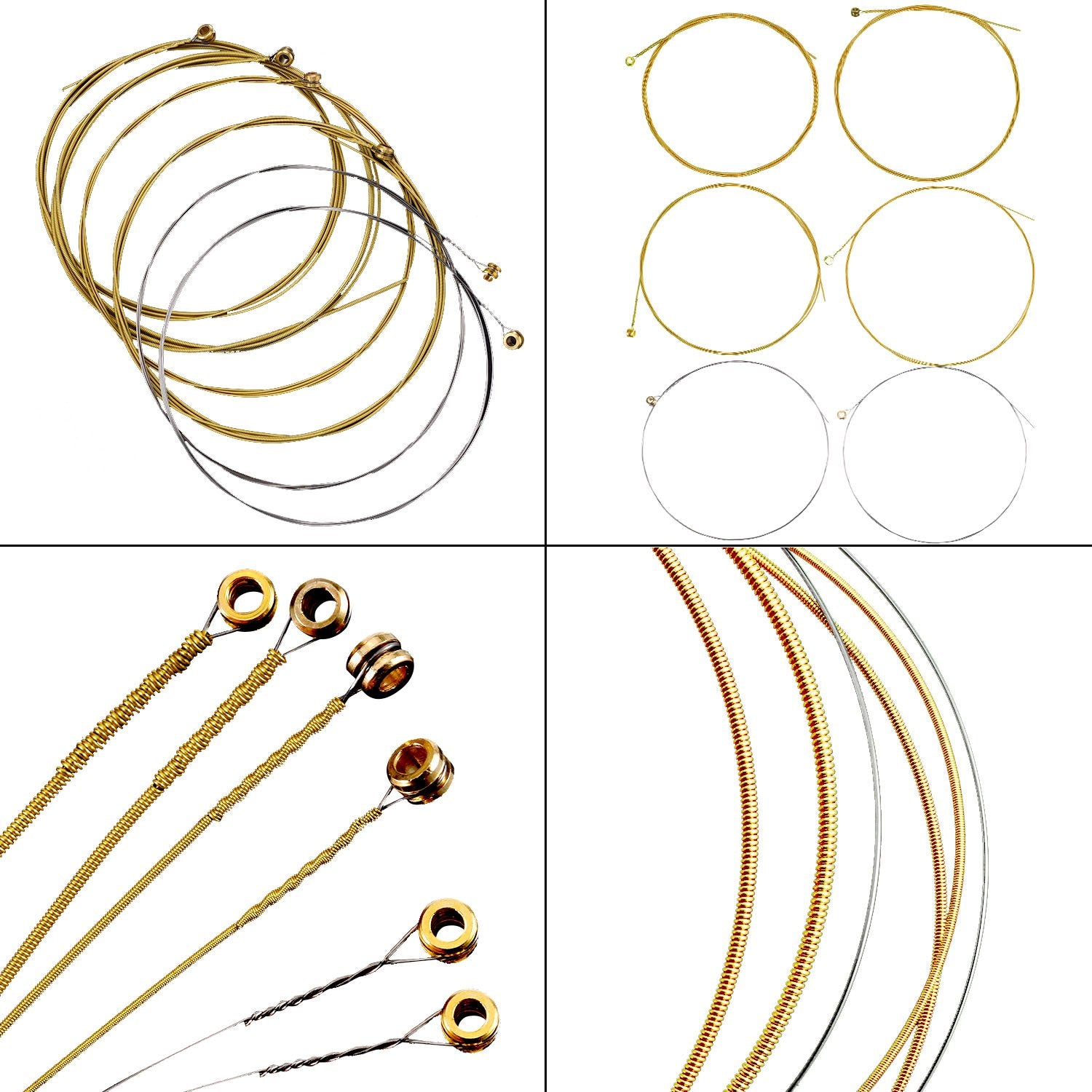 Bememo 3 Sets Of 6 Acoustic Guitar Strings Replacement Steel String For Acoustic Guitar (1 Brass Set, 1 Copper Set And 1 Multico