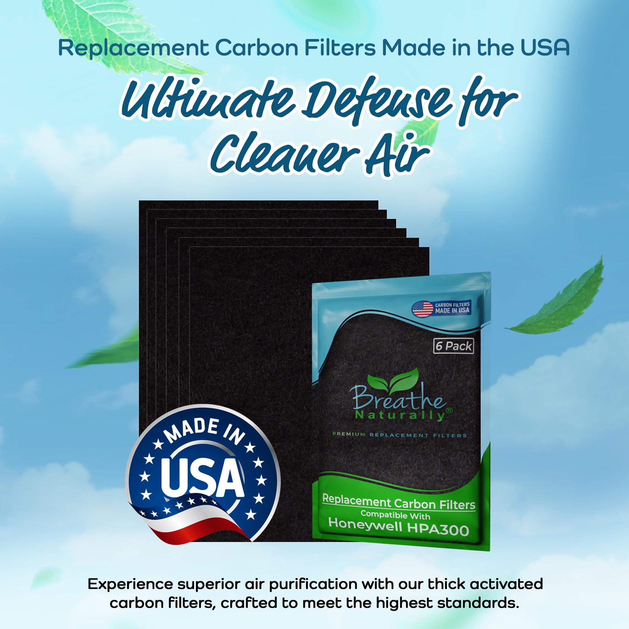 Breathe Naturally ''R'' Replacement Filters Compatible With Honeywell Air Purifier Hpa300 Or Hrf R3 Series   Activated Carbon Pr