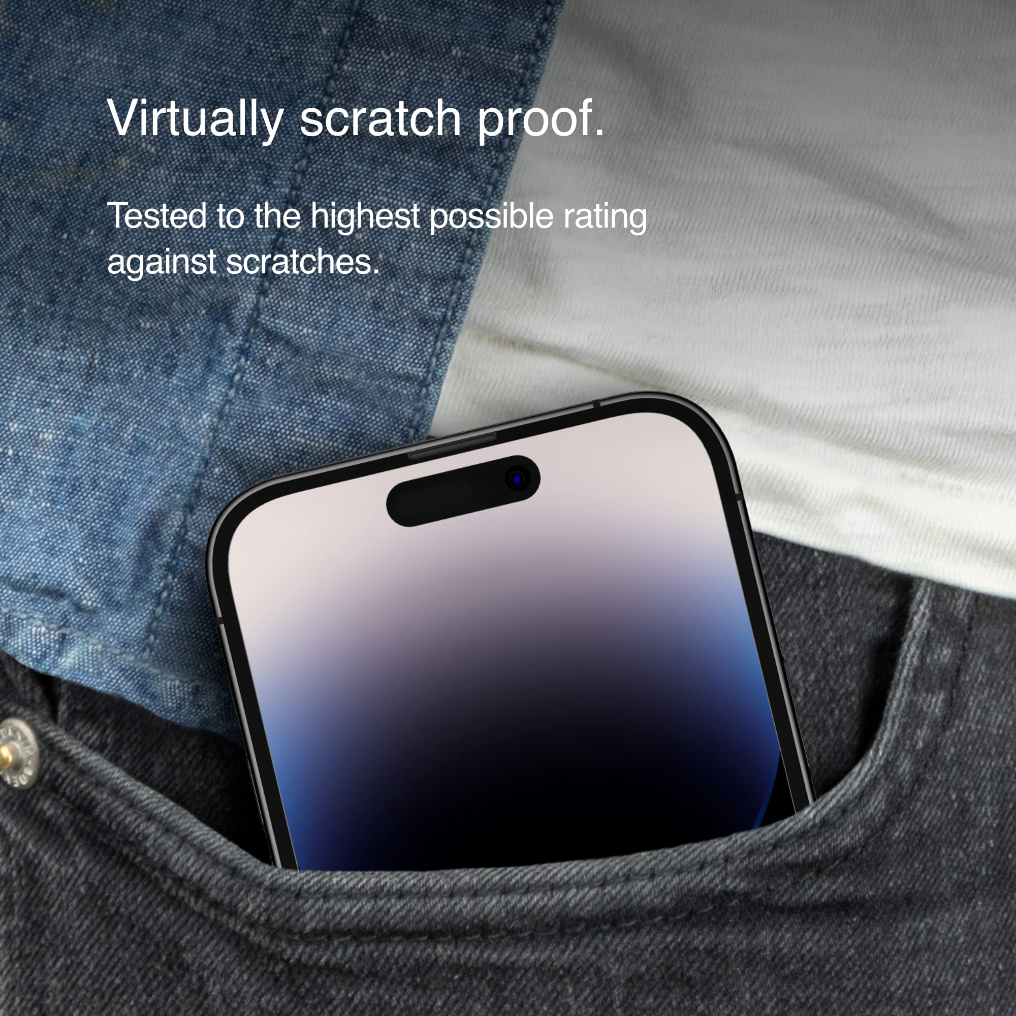 Belkin ScreenForce TemperedGlass Privacy Screen Protector for iPhone 14 Pro   Treated Surface with Anti Fingerprint Coating and Included Easy Align Tray for Bubble Free Application