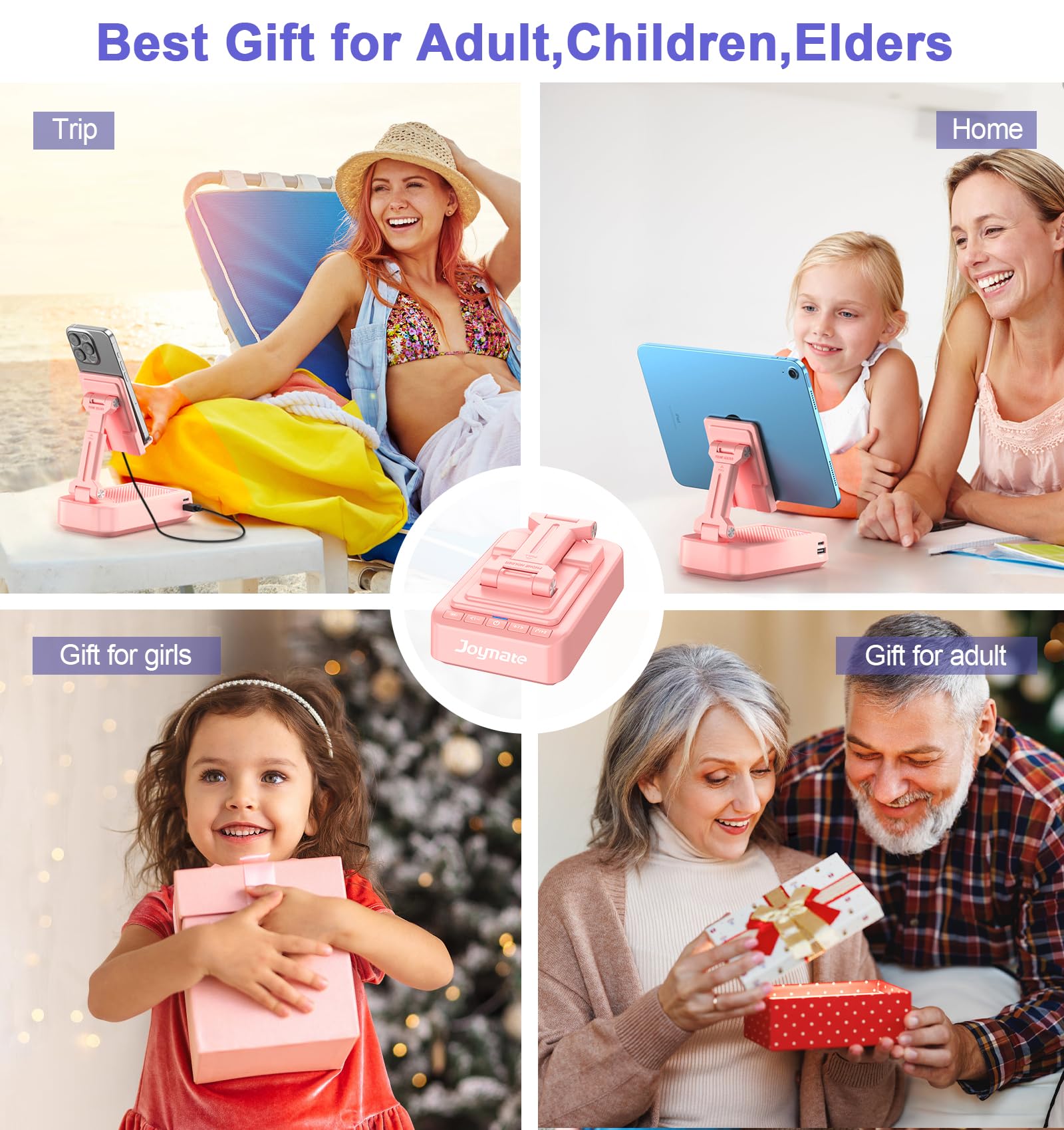 Joymate Gifts For Men Women, Phone Stand With Bluetooth Speaker And Charging Function 360 Rotable Angel Adjustable Cell Phone Ho