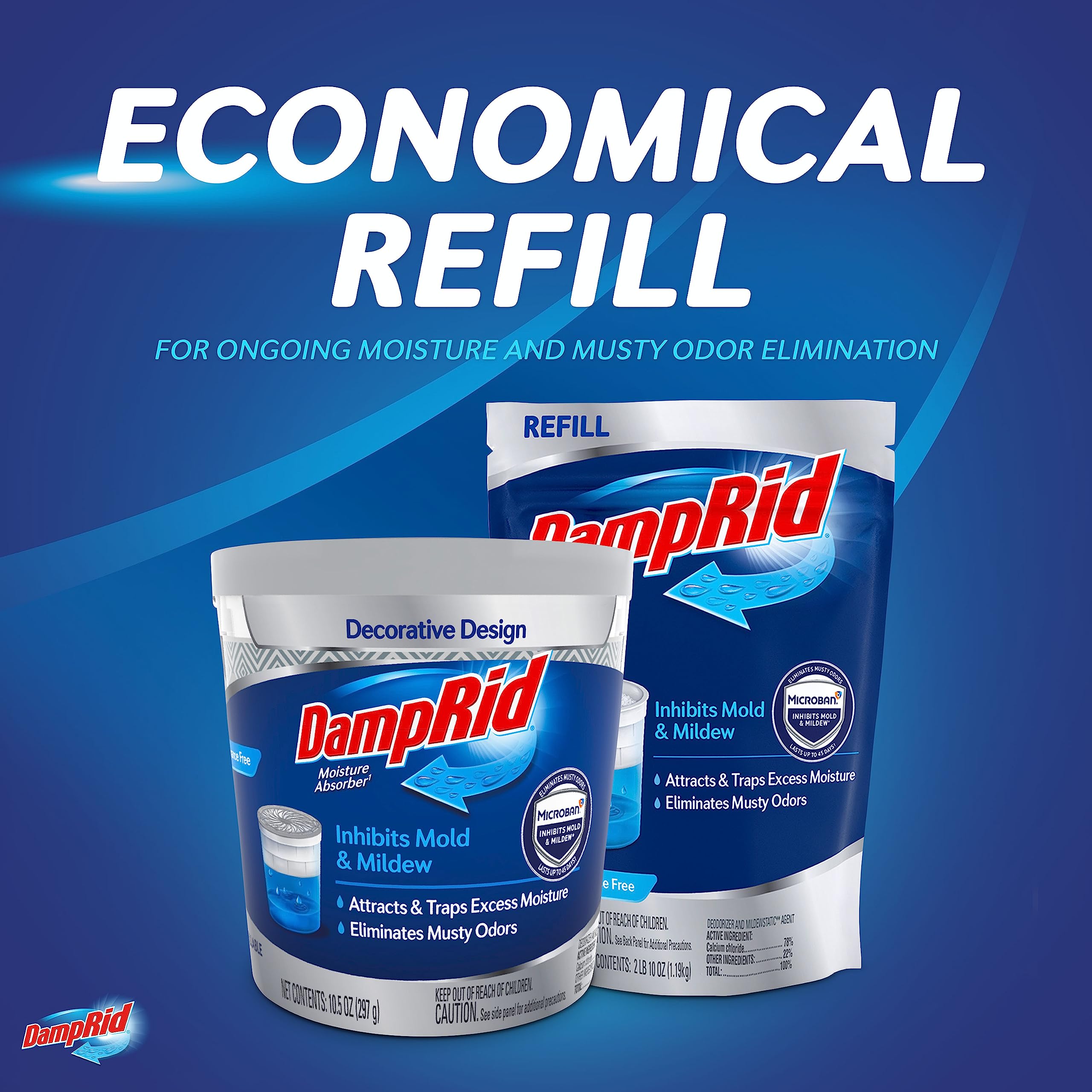 Damprid Refill Bag, 42 Oz., 4 Pack   Fragrance Free Moisture Absorbers For Rooms With Excess Humidity, Long Lasting, Inhibits Mo