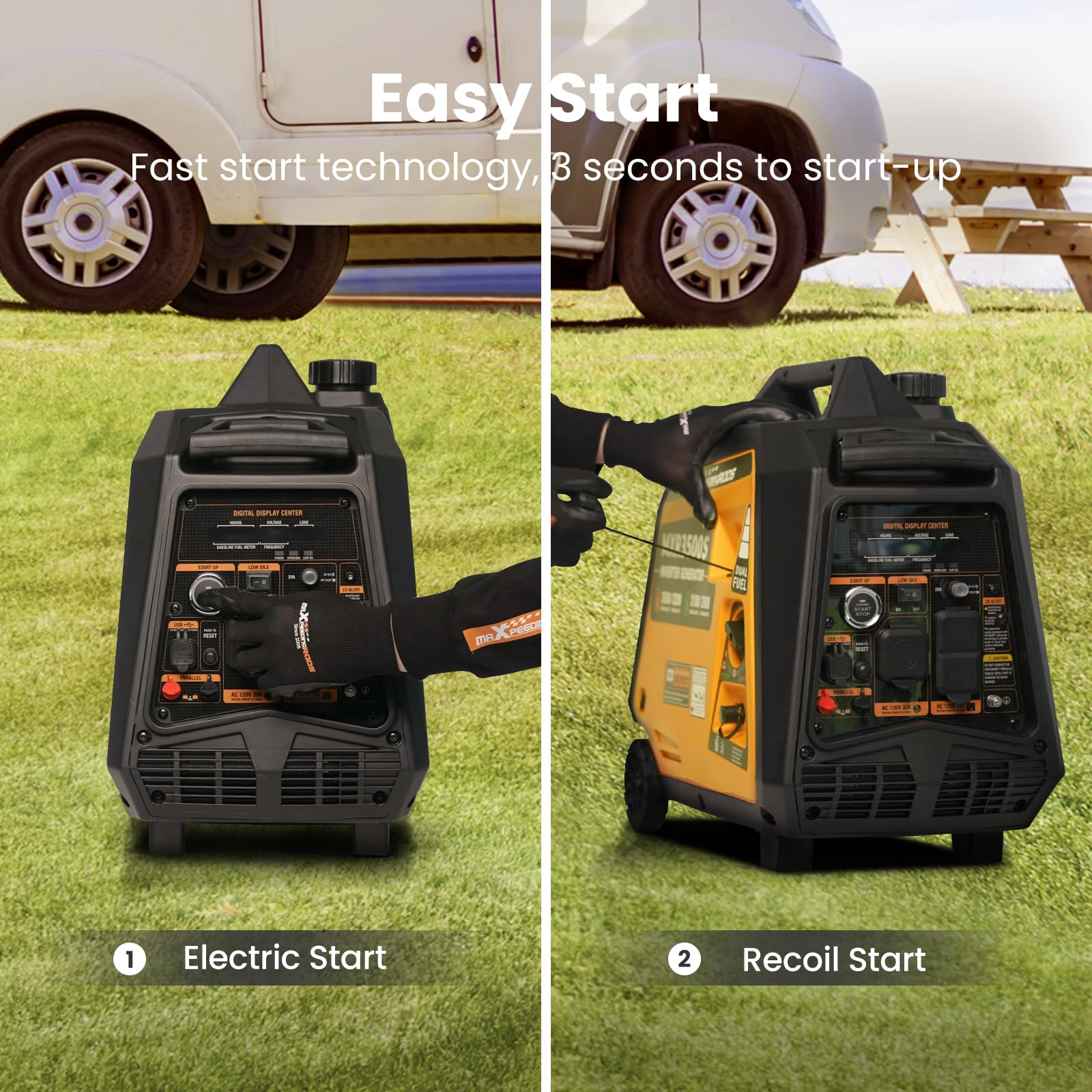 Maxpeedingrods 3500 Watt Dual Fuel Inverter Generator, Electric Start, Gas And Propane Powered For Home Backup Power, Outdoor Ca