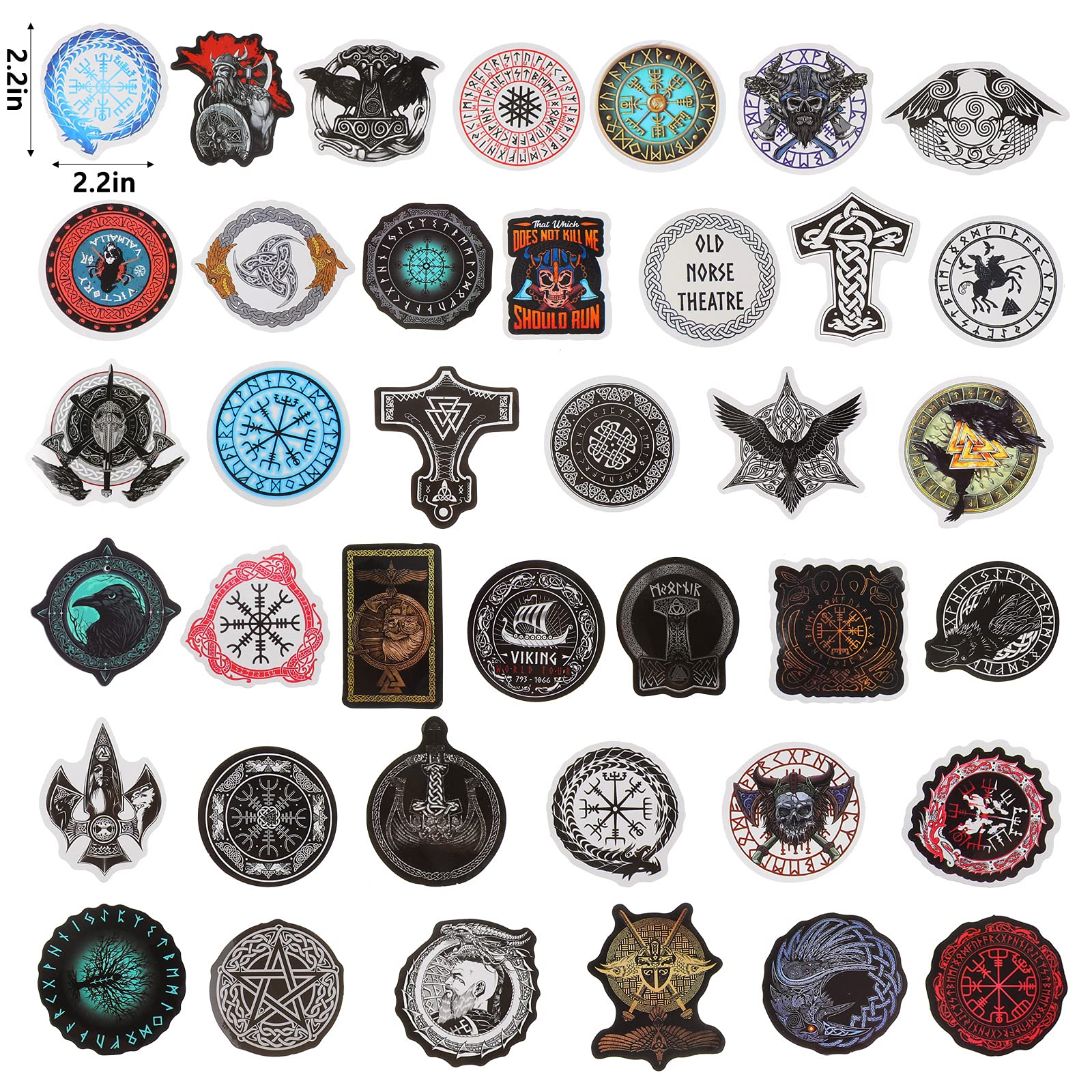 Chinco 100 Pieces Viking Stickers Vinyl Aborigine Theme Decals Waterproof Pvc Runic Compass Viking Totem Stickers For Car Hard Hat Water Bottle Laptop Luggage Cup Computer Phone