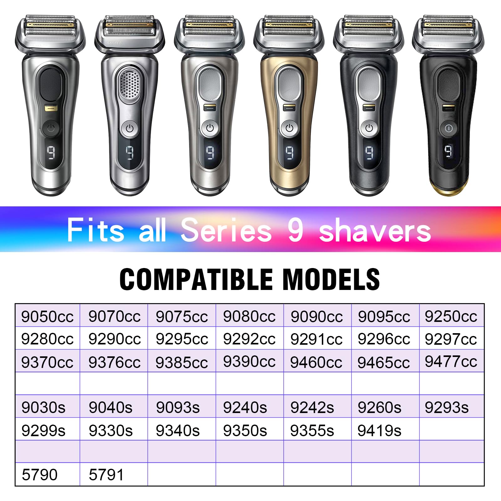 92S Series 9 Shaver Replacement Heads For Braun Series 9 Electric Razors 290Cc, 9291Cc, 9370Cc, 9293S, 9385Cc, 9390Cc, 9330S, 92