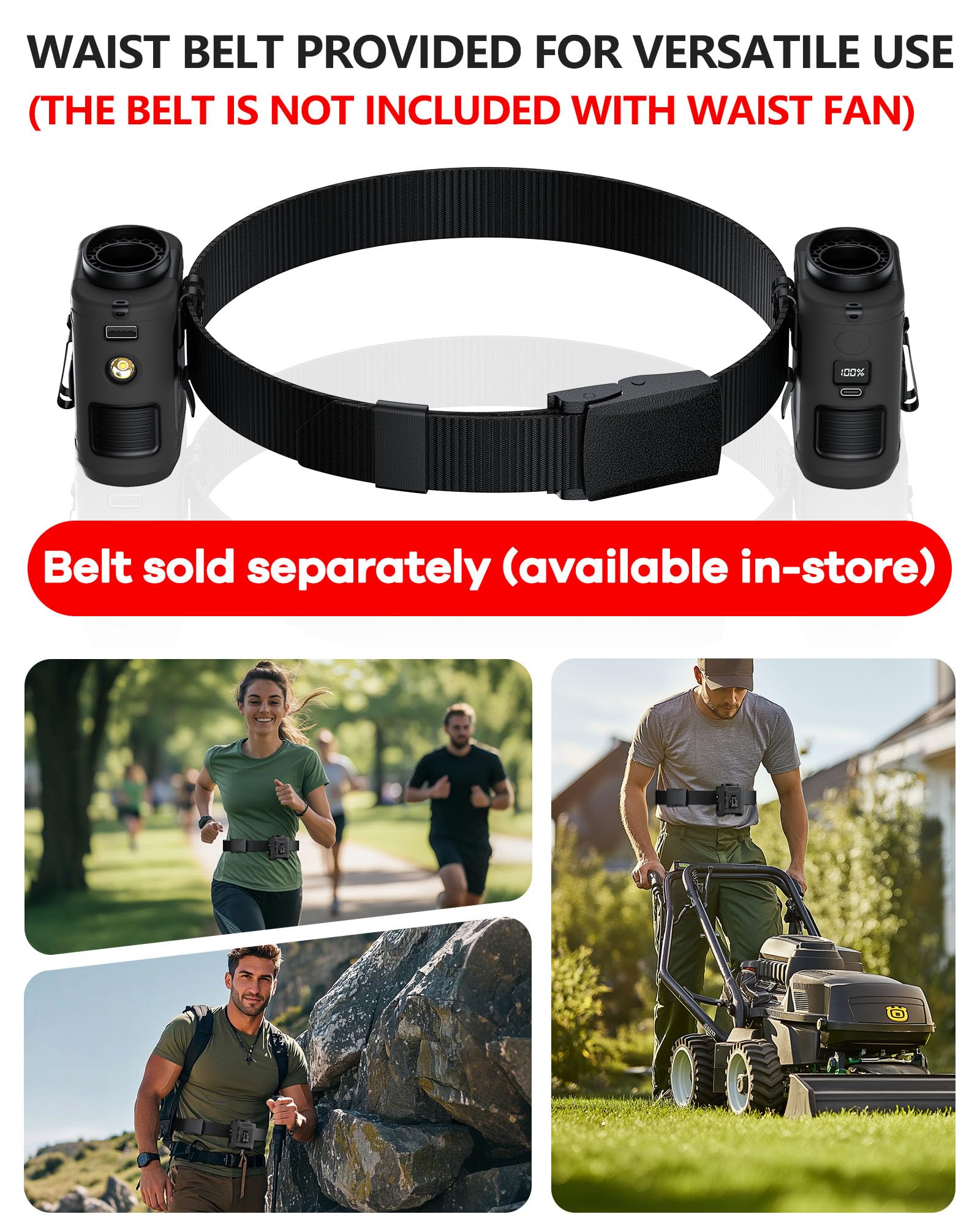 2025 Upgrade Portable Waist Fan Clip On 10000Mah Body Wearable Belt Clip Fan Undershirt Personal Cooling Neck Fans With 5 Speeds