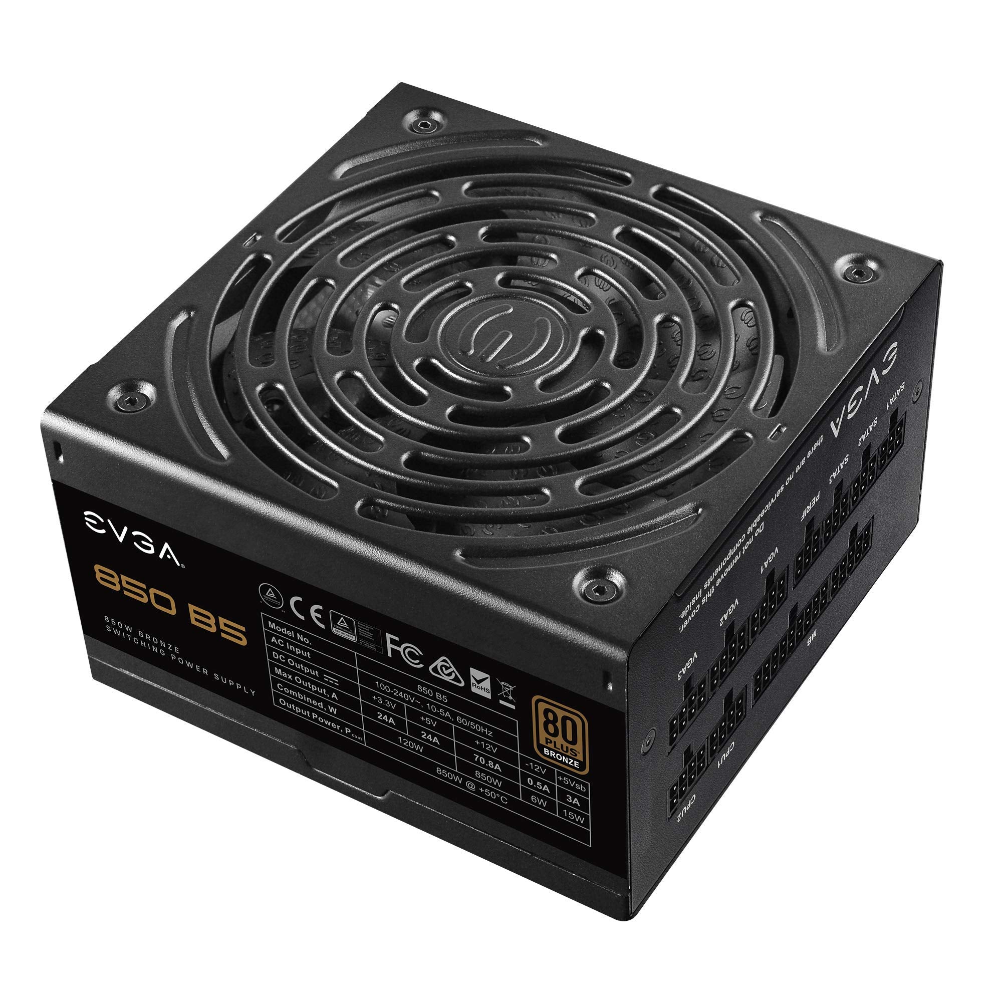 Evga 850 B5, 80 Plus Bronze 850W, Fully Modular, Evga Eco Mode, 5 Year Warranty, Compact 150Mm Size, Power Supply 220 B5 0850 V1