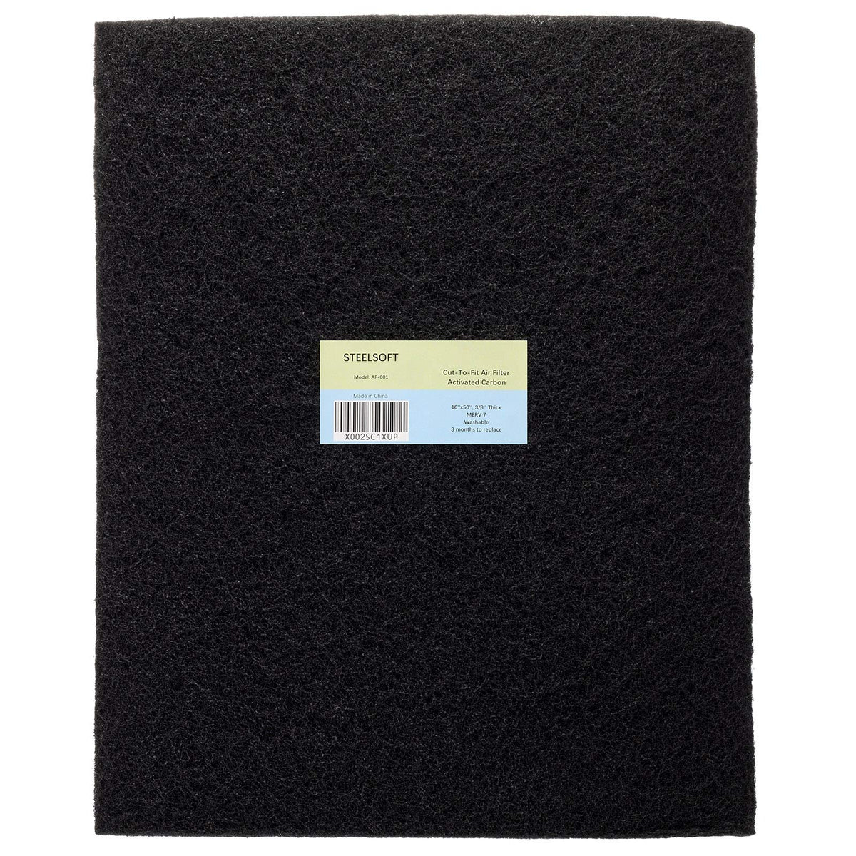 Steelsoft Extra Thick(3/8'') 16X50''Merv 7 Cut To Size Activated Carbon Filter Charcoal Air Filter Sheet For Litter Box,Compost