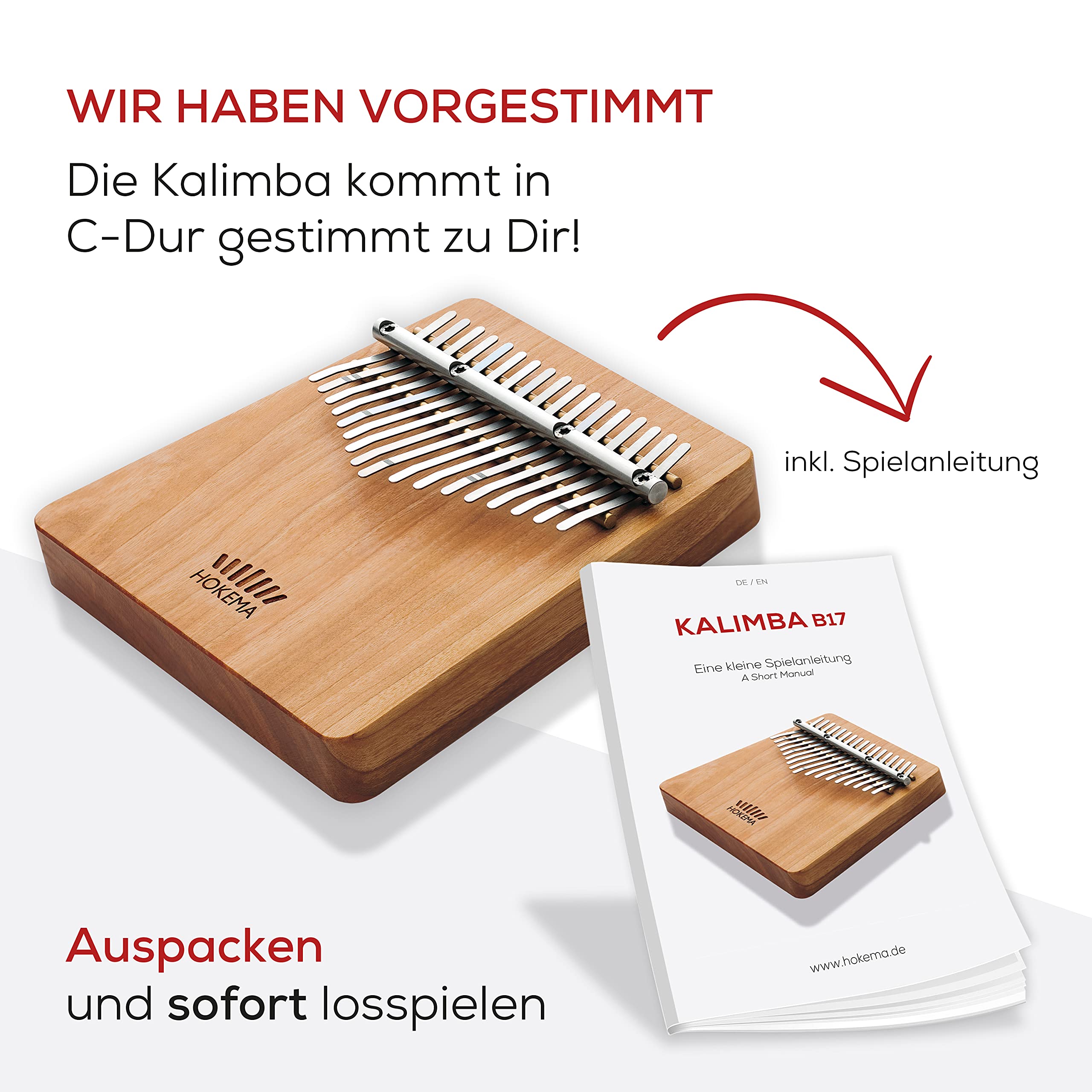 Hokema Kalimba B17 C Major   The Original Handmade In Germany   Thumb Piano   Easy To Learn Musical Instrument   Perfect For Beg