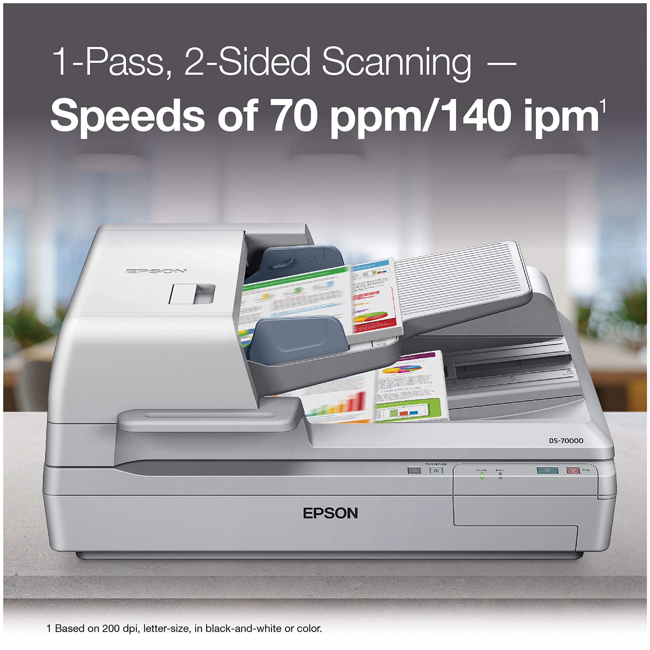 Epson Ds 70000 Large Format Document Scanner: 70Ppm, Twain & Isis Drivers, 3 Year Warranty With Next Business Day Replacement
