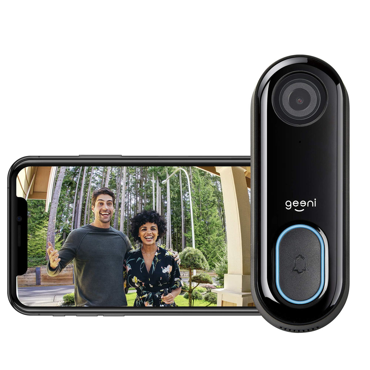 Geeni Doorpeek Doorbell Camera - WiFi Security Door Bell with 1080p Video and 2-Way Audio Speaker, Motion and Chime App Alerts, 