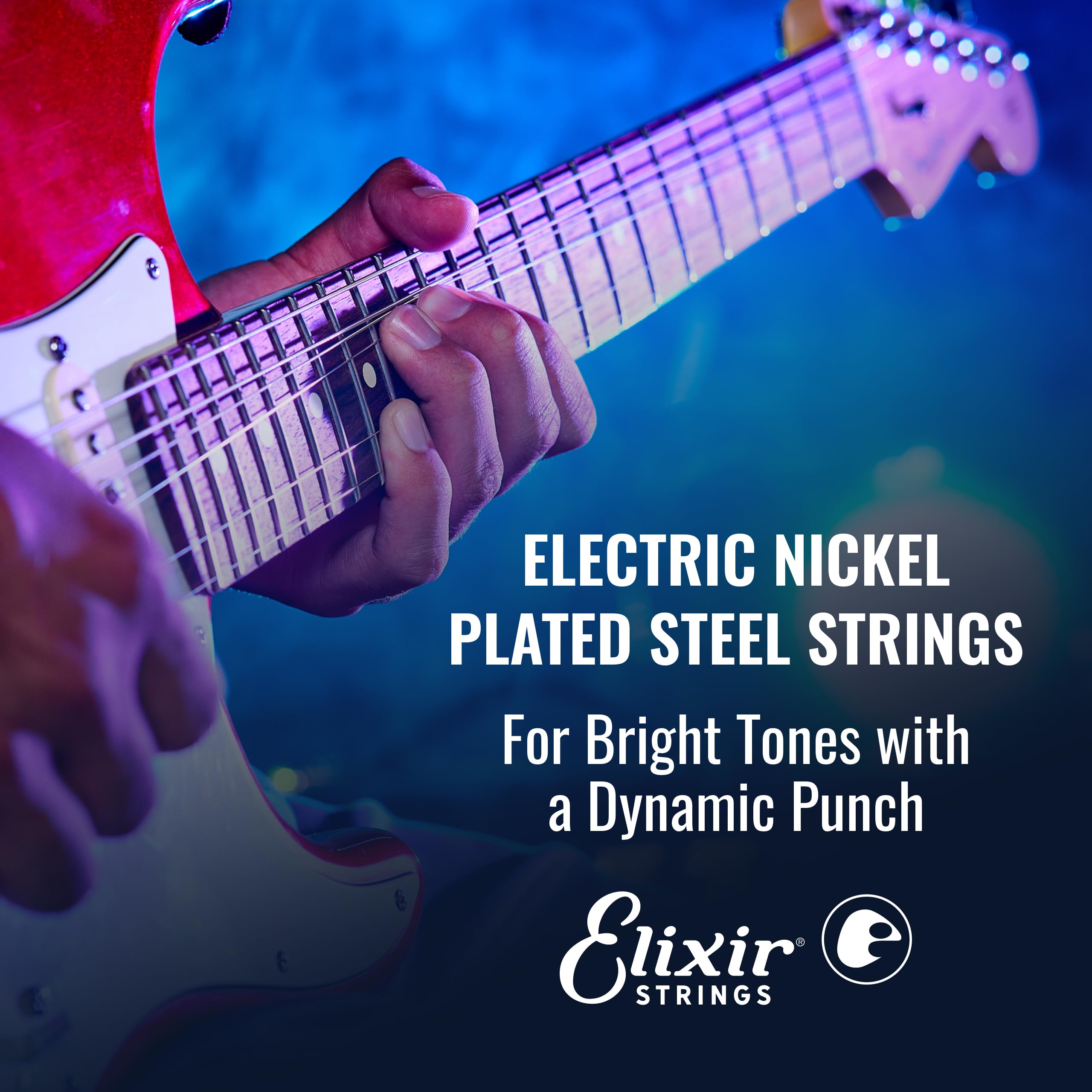 Elixir Strings, Electric Guitar Strings, Nickel Plated Steel With Nanoweb Coating, Longest Lasting Bright Tone With Comfortable
