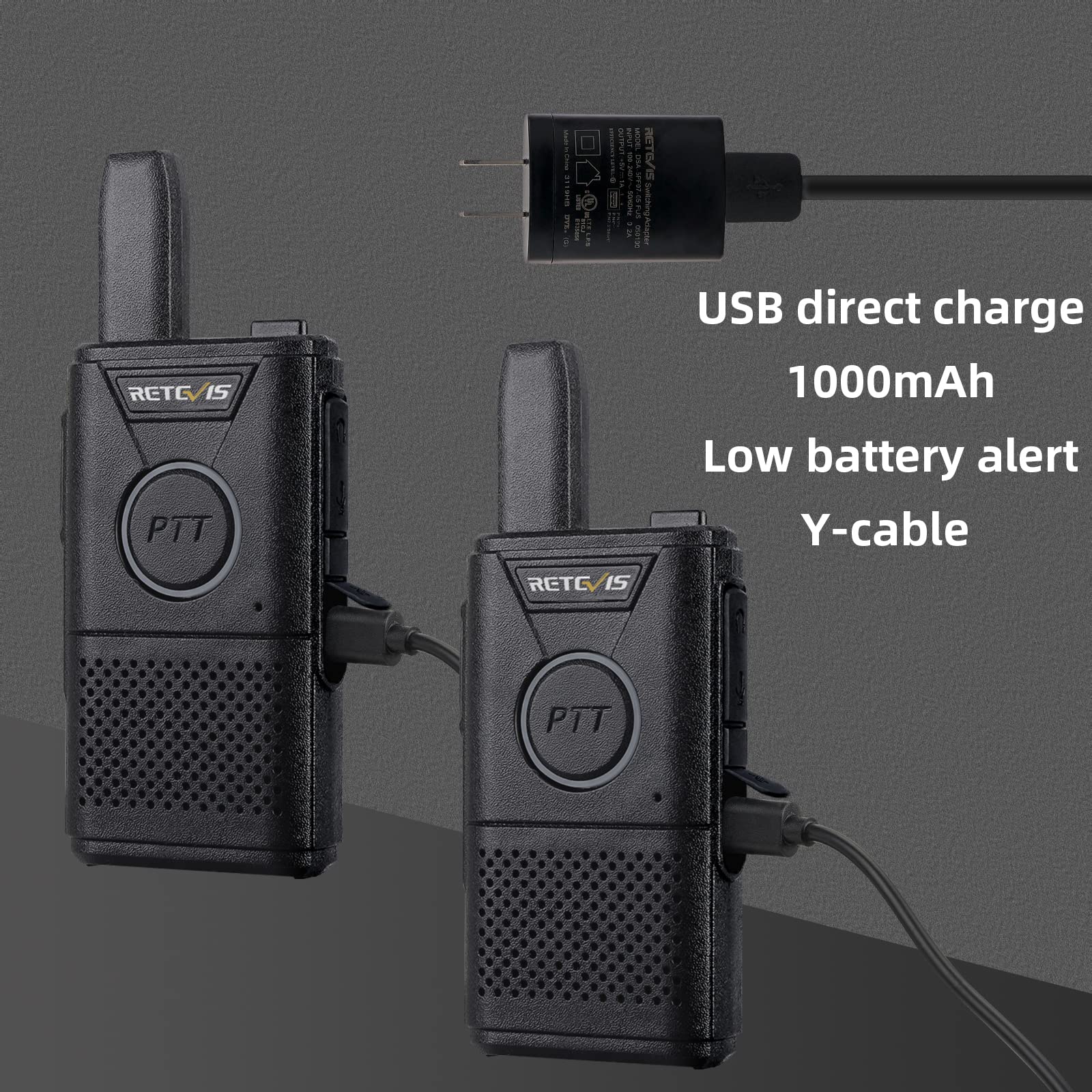 Retevis Rt18 Walkie Talkies With Earpiece,2 Way Radios Long Range,Dual Ptt,Short Antenna,Center Led, Compact, Rechargeable Two W