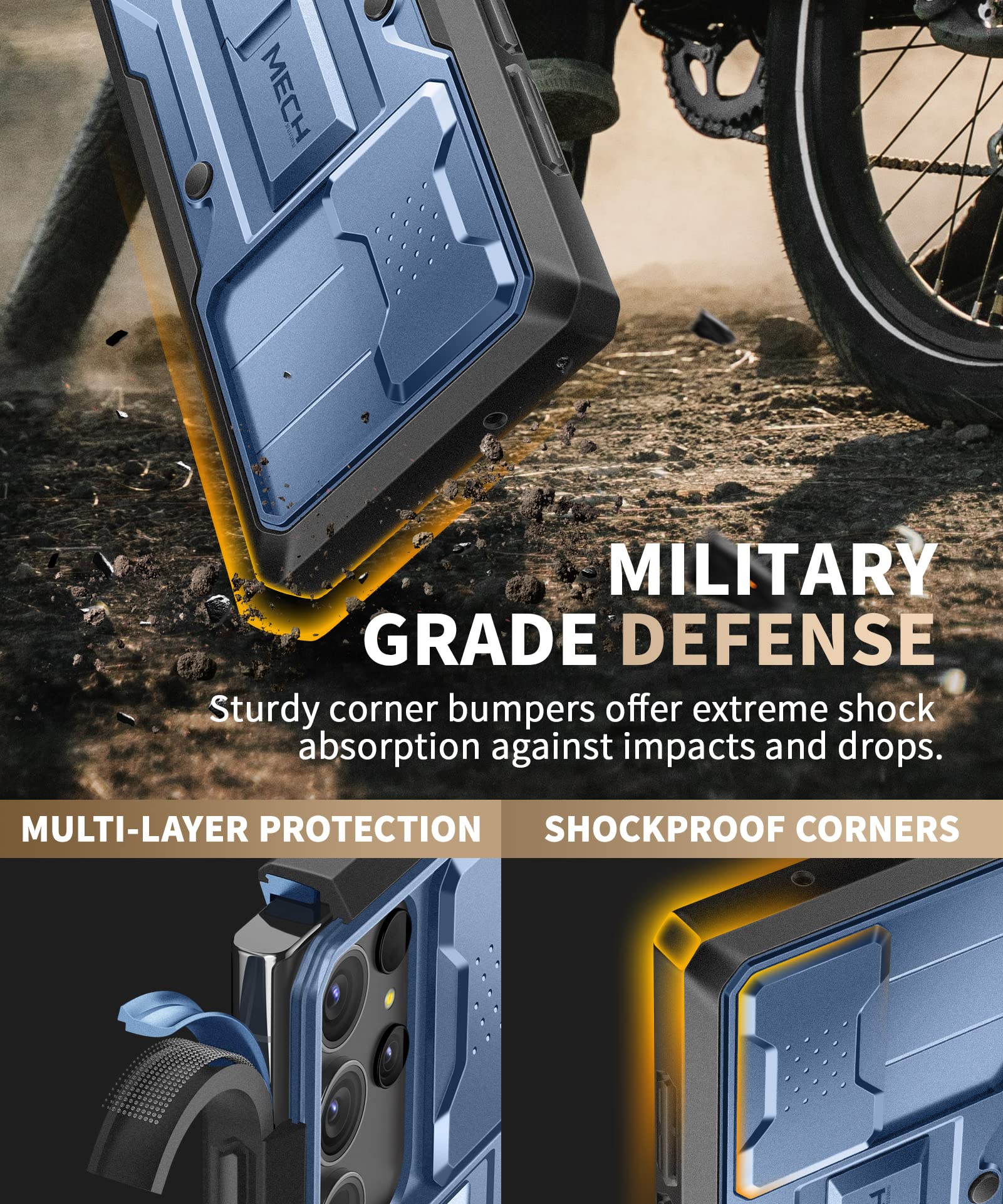 Tongate For Samsung Galaxy S23 Ultra Case, [Bulit In Slide Camera Cover & Screen Protector] [2 Front Frame] Military Grade Shock