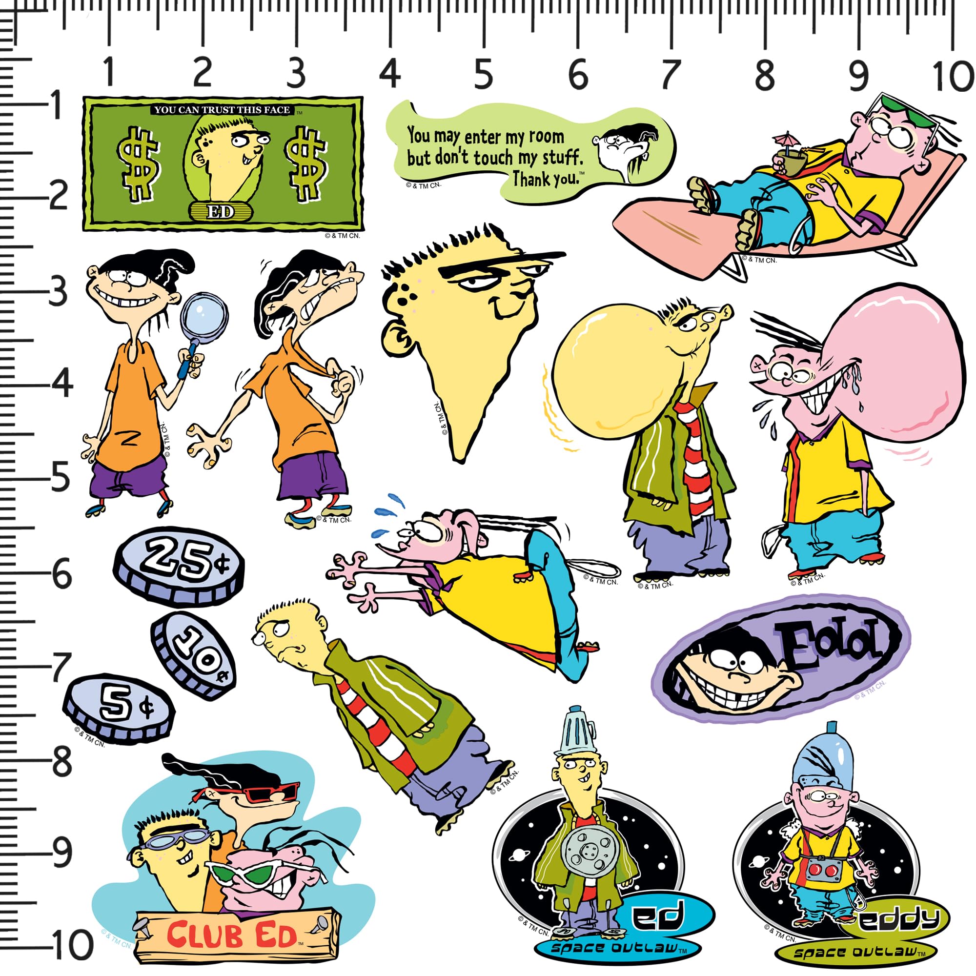 Ed, Edd N Eddy 50Ct Vinyl Large Deluxe Stickers Variety Pack   Laptop, Water Bottle, Scrapbooking, Tablet, Skateboard, Indoor/Ou