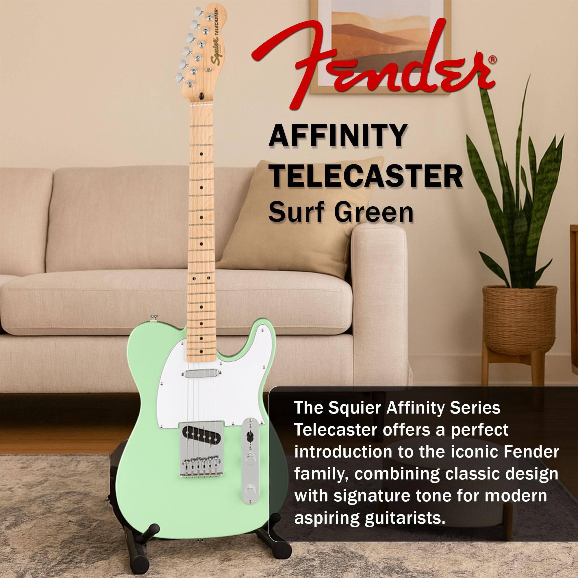 Fender Affinity Series Telecaster - Surf Green Bundle With Frontman 10G Amplifier, Gig Bag, Tuner, Instrument Cable, Strap, Pick