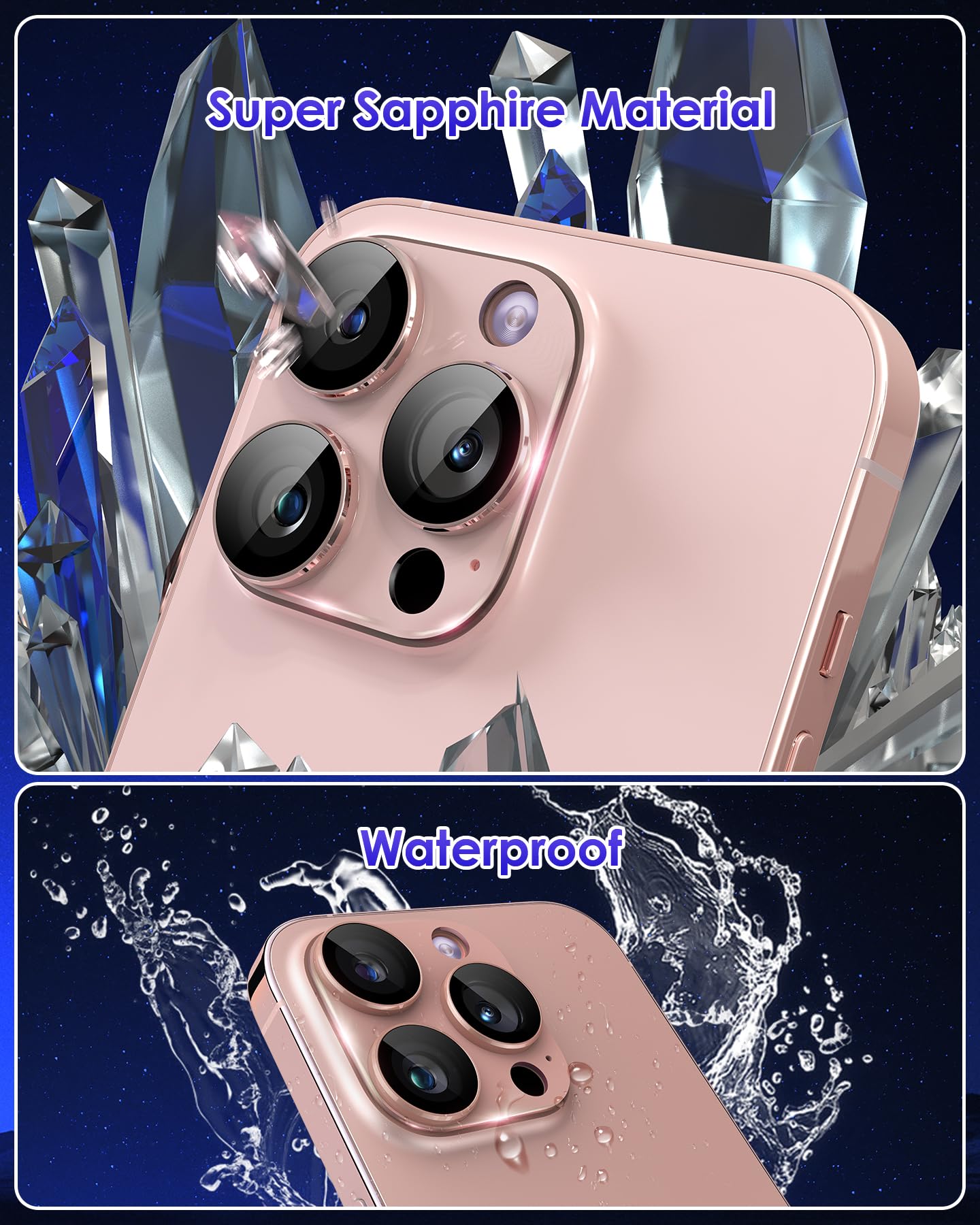 Kanosan For Iphone 16 Pro Max/Iphone 16 Pro/Iphone 14 Pro/Iphone 14 Pro Max Camera Lens Protector [Full Coverage Metal] 9H Tempe