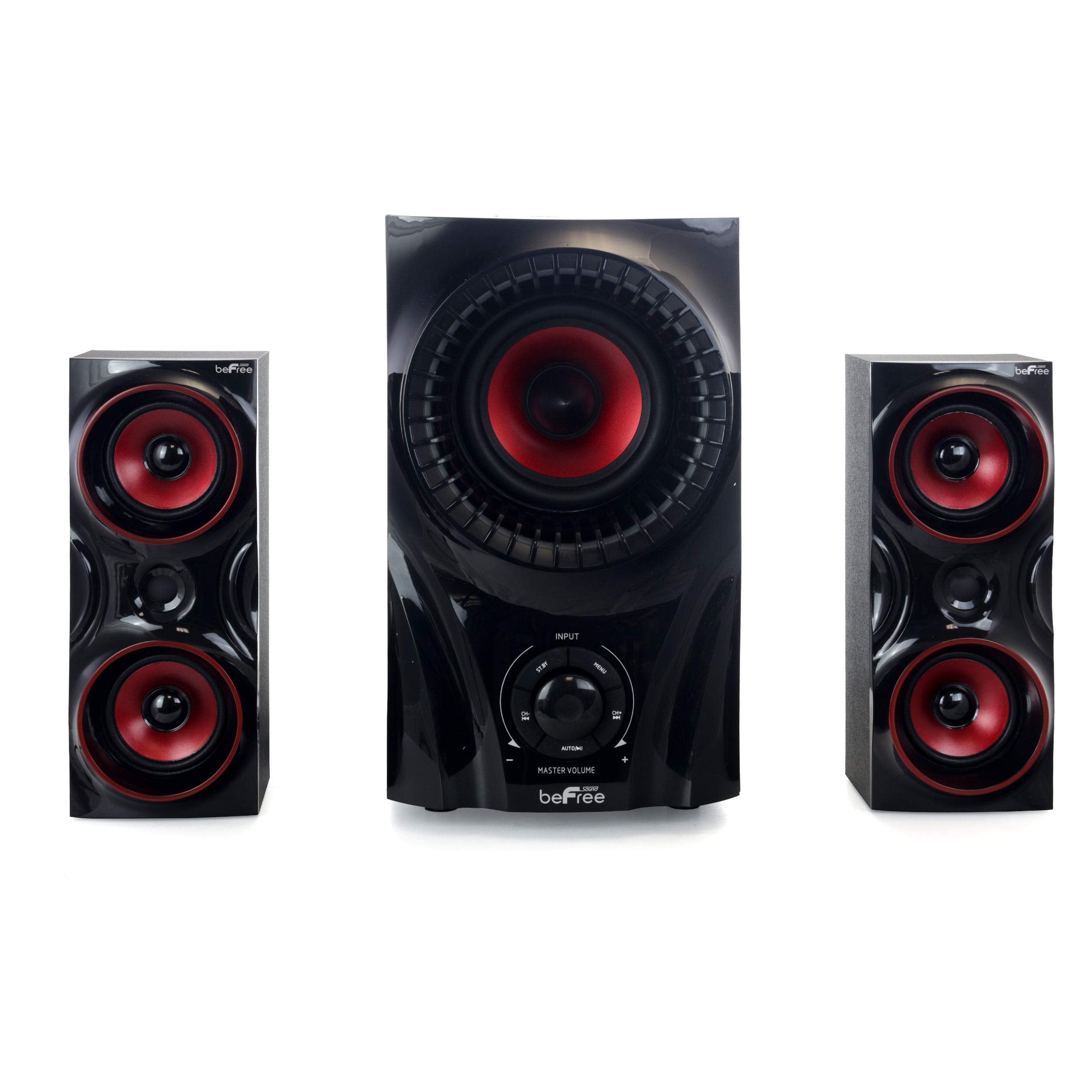 Befree Sound Bfs 99X 2.1 Channel Surround Sound Bluetooth Speaker System, Red