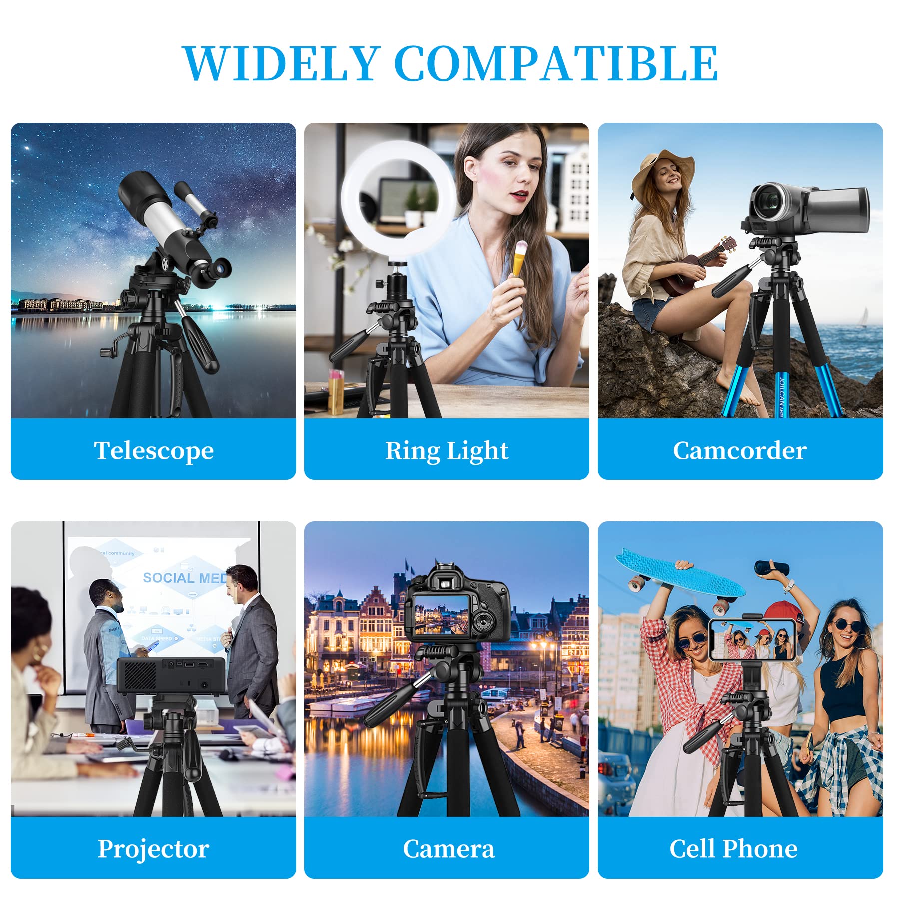 Joilcan Tripod Camera Tripods, 74'' Tripod For Camera Cell Phone Video Recording, Heavy Duty Tall Camera Tripod Stand, Professio