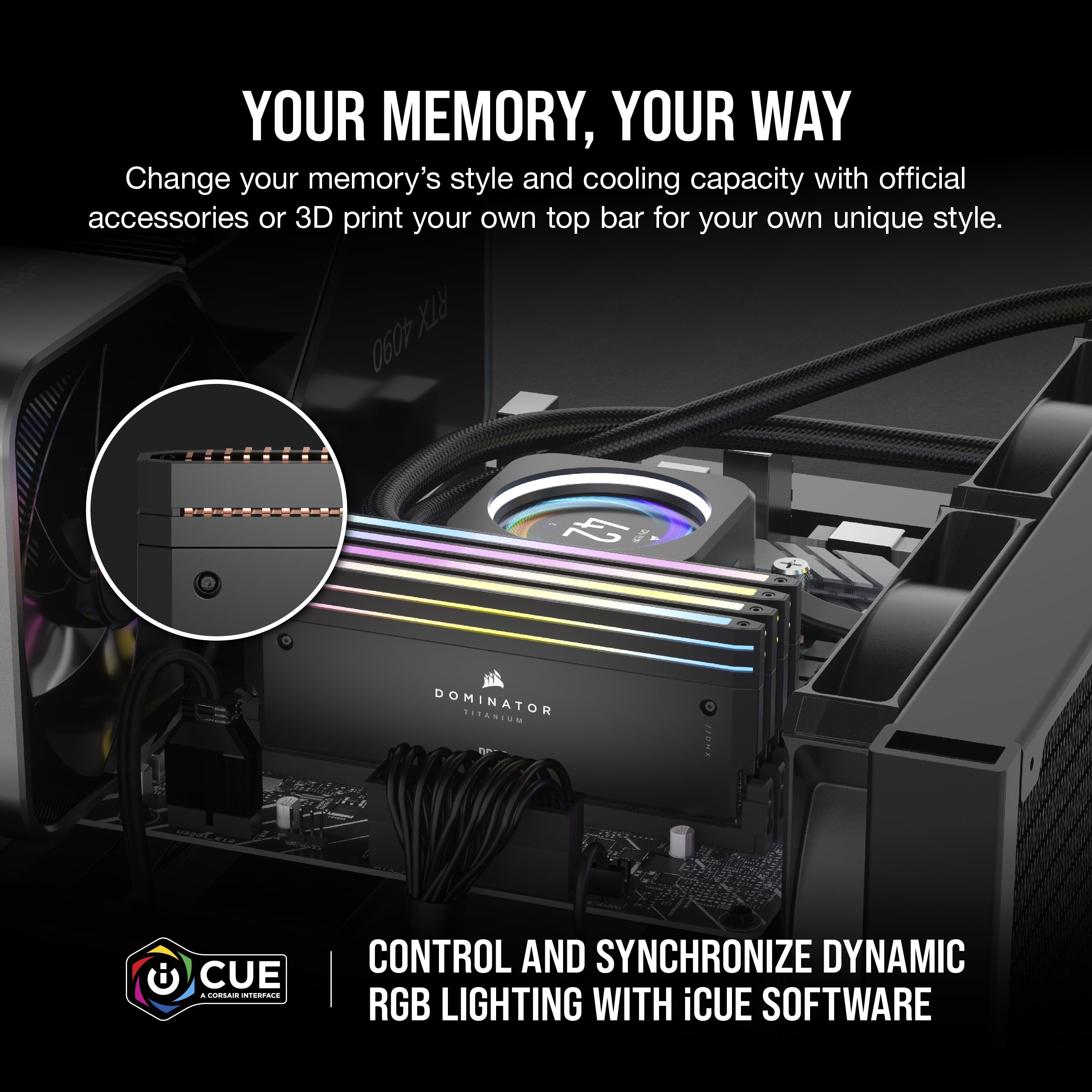 Corsair Dominator Titanium Rgb Ddr5 Ram 48Gb (2X24Gb) Ddr5 7200Mhz Cl36 Intel Xmp Icue Compatible Computer Memory - Black (Cmp48