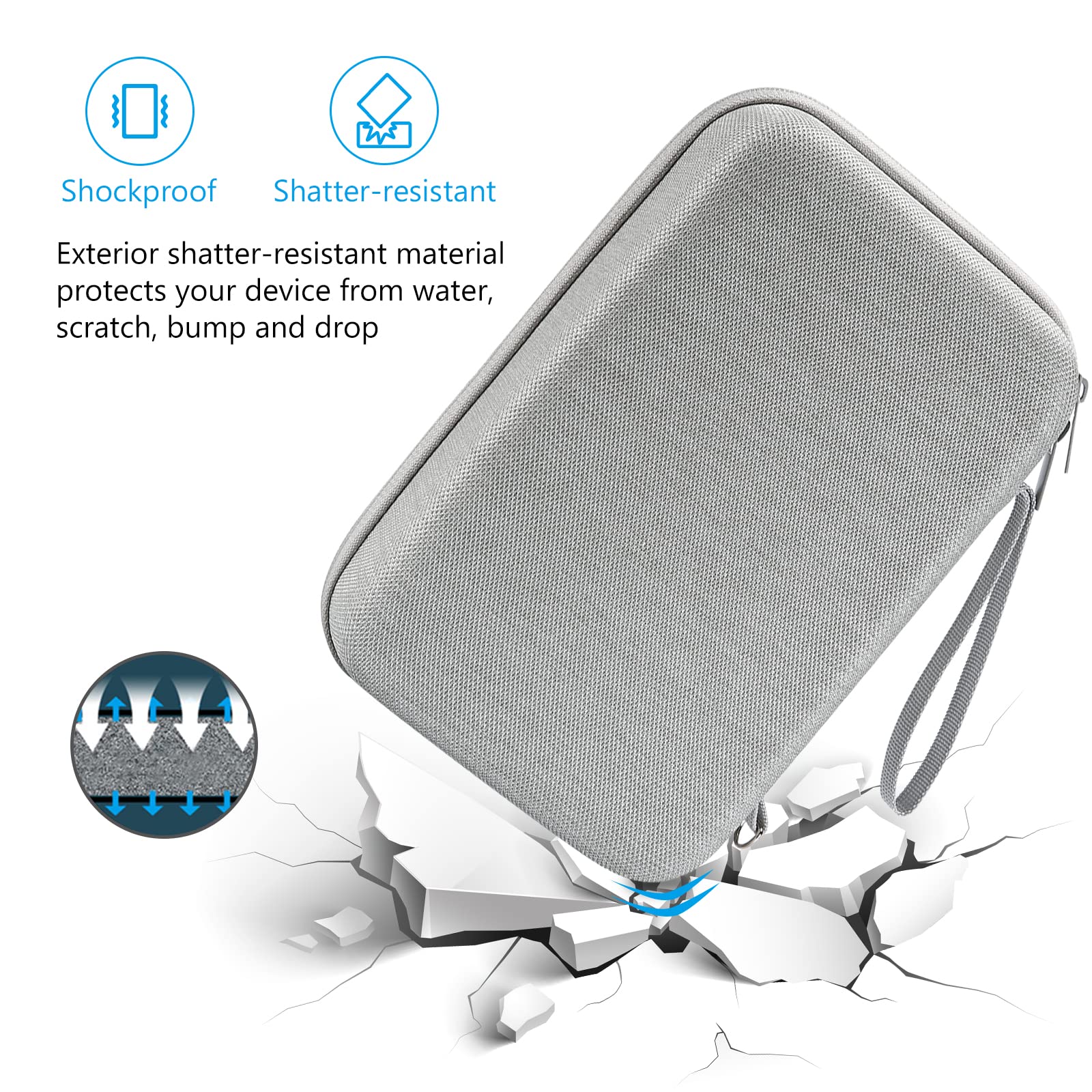 Procase Hard Travel Electronic Organizer Case For Macbook Power Adapter Chargers Cables Power Bank Apple Magic Mouse Apple Pencil Usb Flash Disk Sd Card Small Portable Accessories Bag  L, Grey