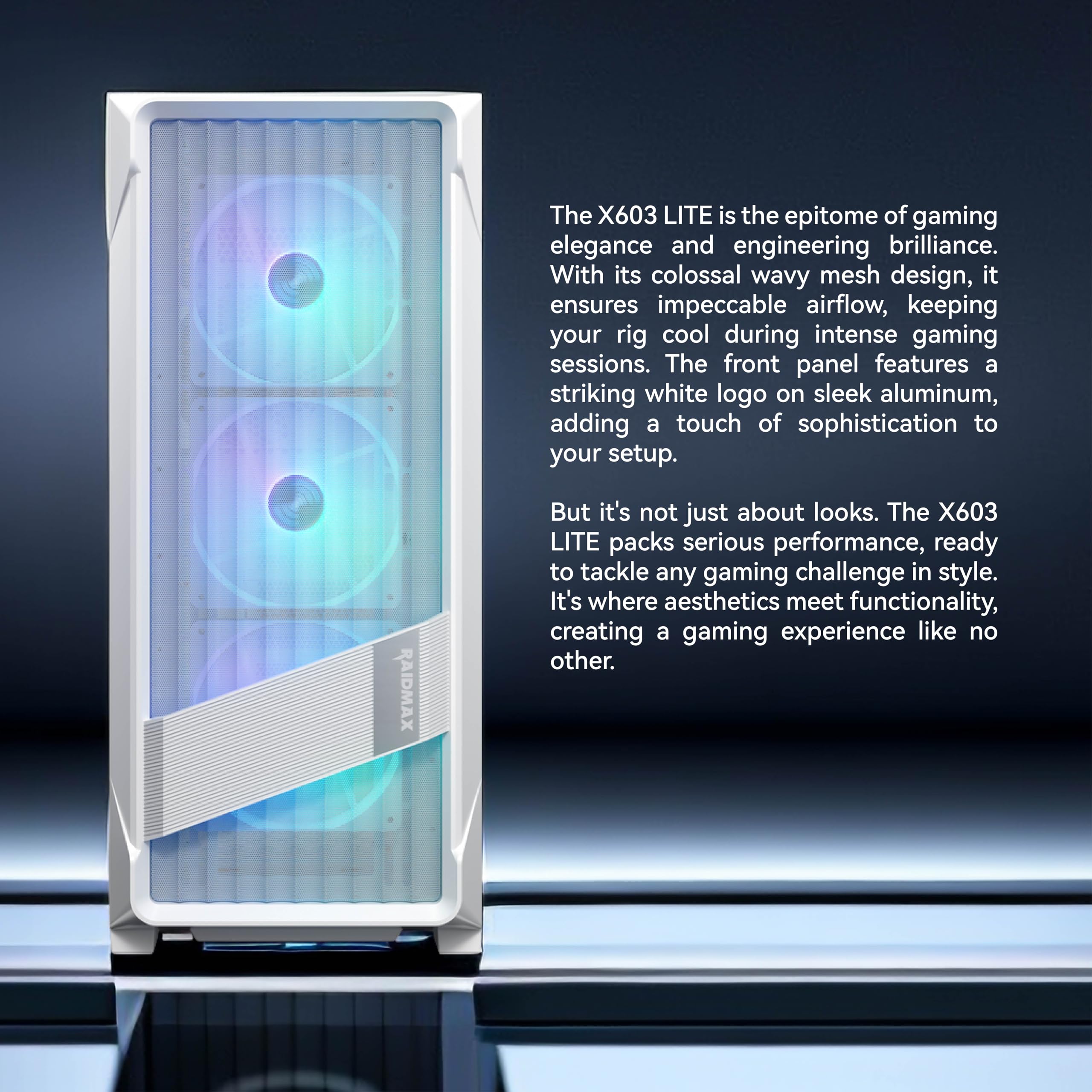 Raidmax X603 Atx Desktop Computer Gaming Pc Case Mid Tower Pc Case Pre Install X 4 Addressable Rgb Argb Fans Atx Usb 3.0 Tempere