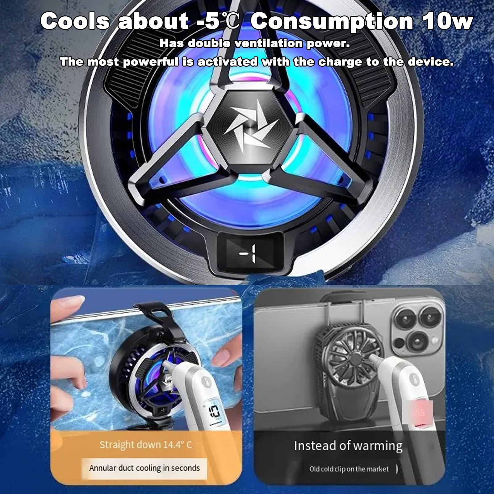 Phone Cooler Yovda Magnetic Cell Phone Cooling Fan With Semi Conductor Cooling Chip, Universal Phone Semiconductor Radiator For