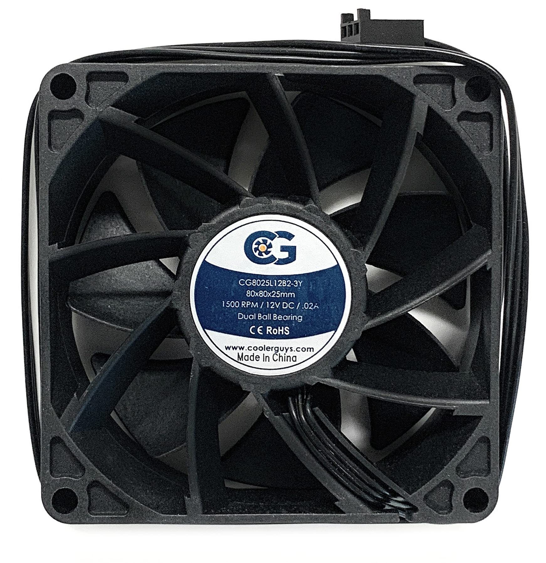 Coolerguys Dual Ball Bearing 12V 3Pin Fan (80X25Mm, Low Speed)