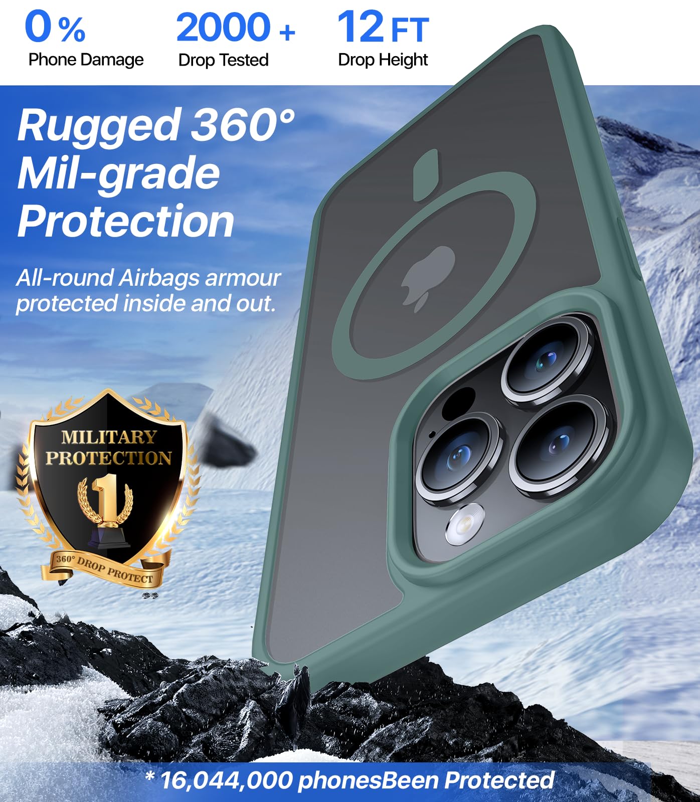 Aulofe Magnetic Shockproof For Iphone 16 Pro Max Case,Skin Friendly[Compatible With Magsafe] [Military Grade Protection]Anti Yel