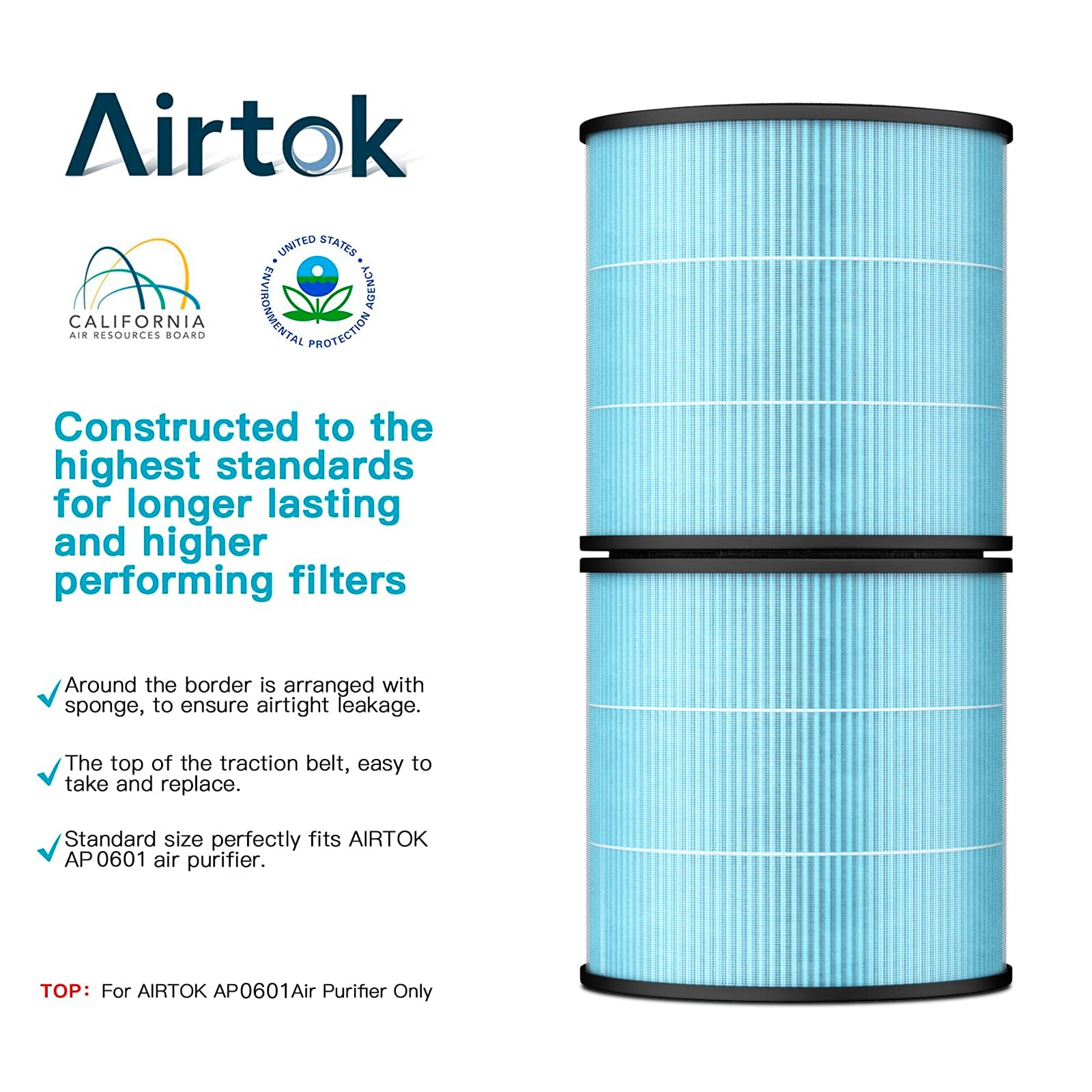 Airtok Air Purifier Ap0601 Replacement Filters, 4-In-1 High-Efficiency Hepa Filter. (4 Pack)