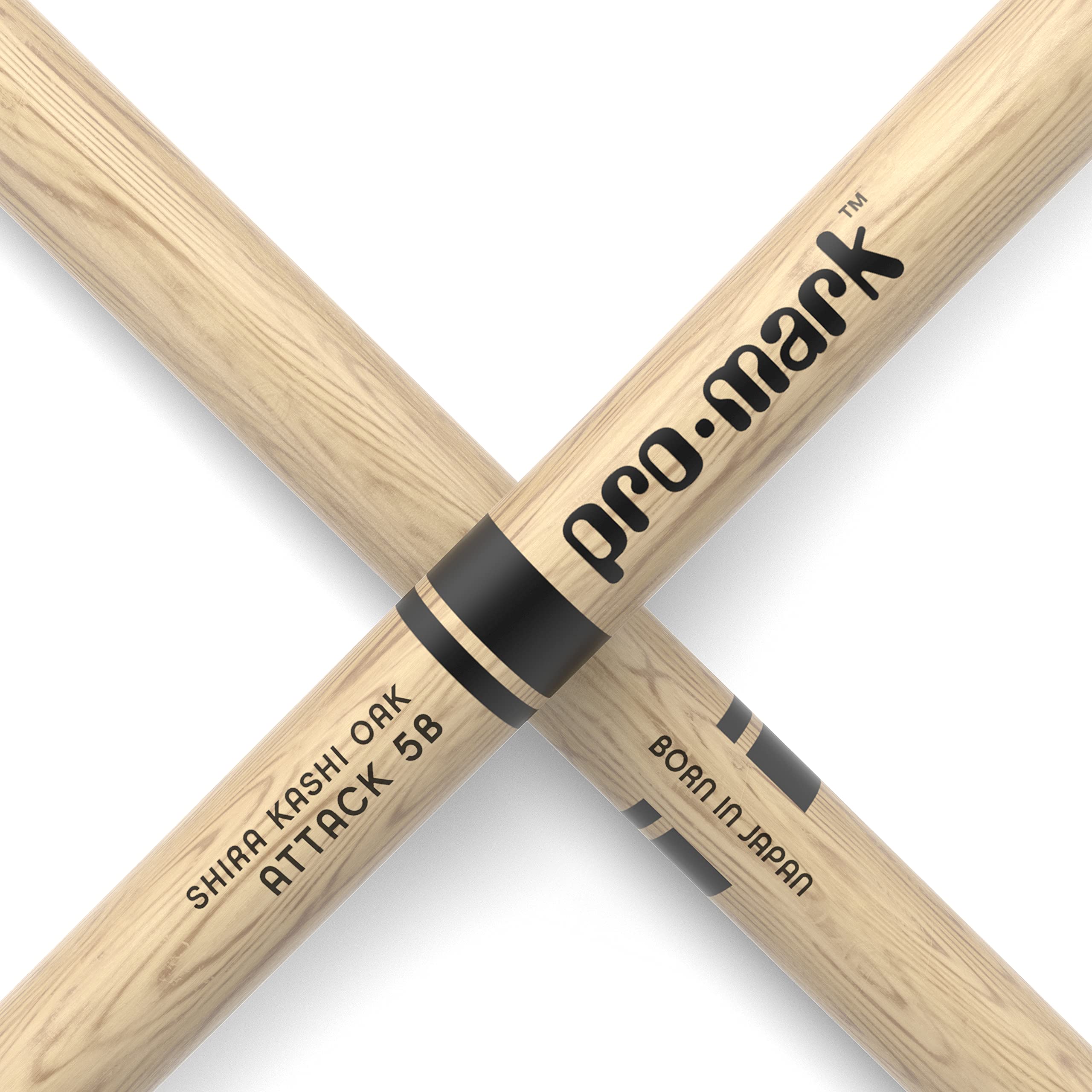 Promark Drum Sticks - Classic Attack 5B Shira Kashi Oak Drumsticks, Oval Nylon Tip, One Pair