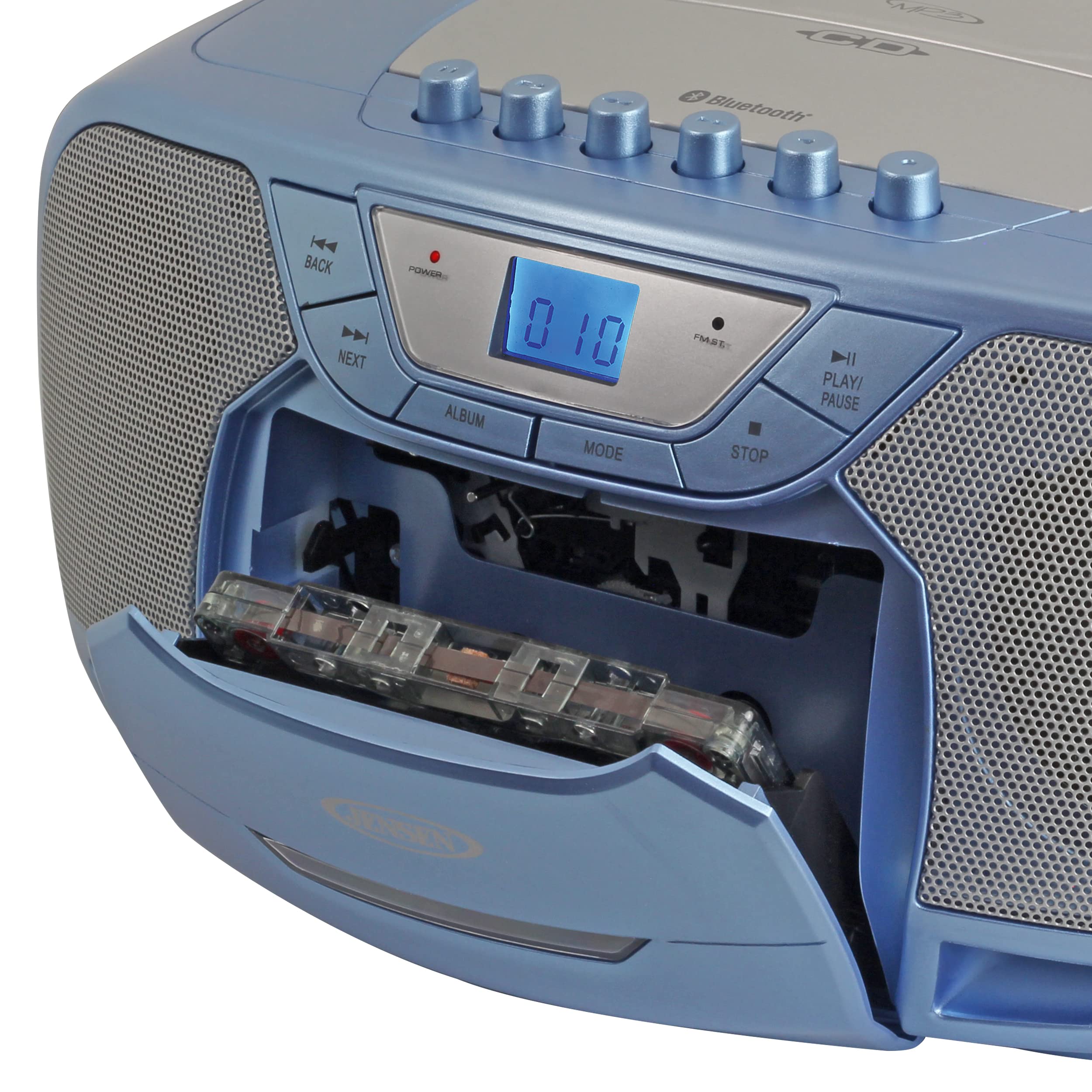 Jensen Cd-590-Bl Cd-590 1-Watt Portable Stereo Cd And Cassette Player/Recorder With Am/Fm Radio And Bluetooth (Blue)