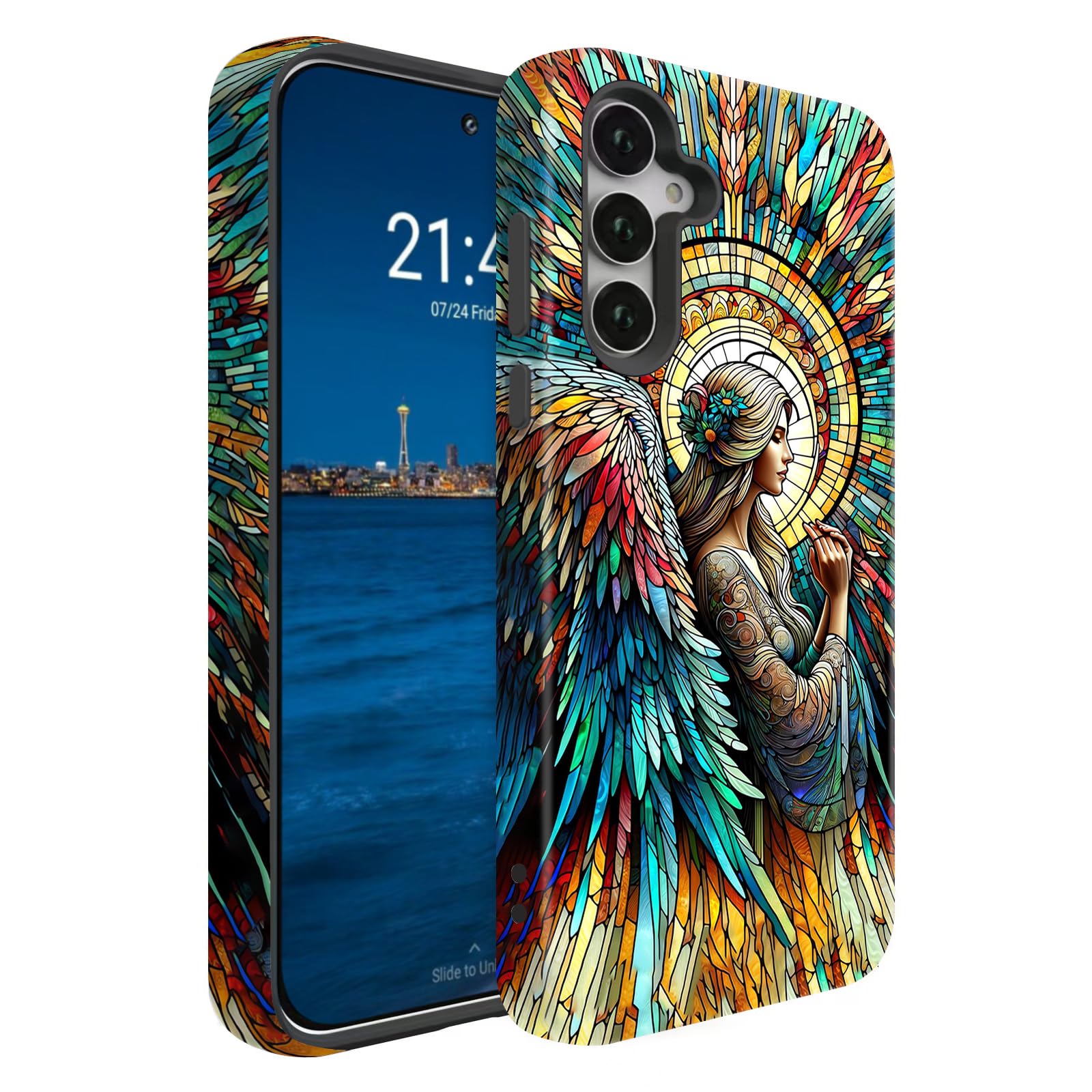 BSMOSPER Compatible for Samsung Galaxy A36 5G Case, Dual Layer Heavy Duty 2 in 1 Shockproof Protective Phone Case,Angel