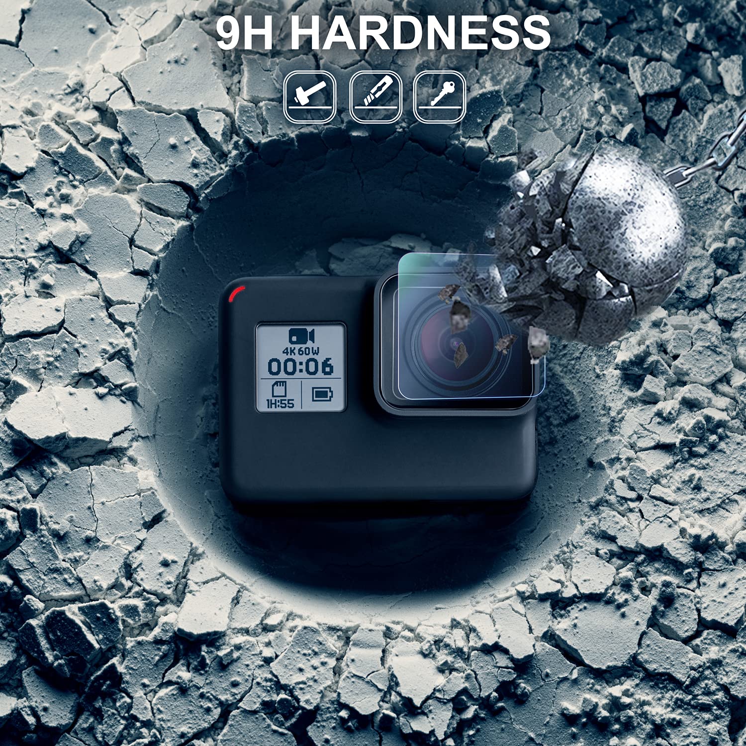 Fitstill [6 Pcs] Screen Protector For Go Pro Hero 7(Only Black)/Hero Hd(2018)/Hero 5/Hero 6, Ultra Clear Tempered Glass Screen P