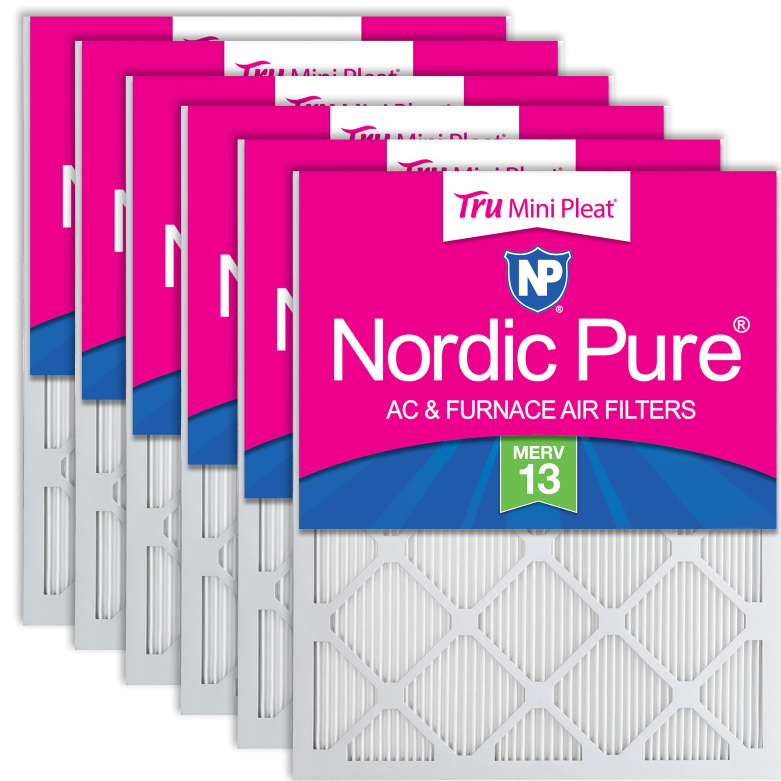 Nordic Pure 18x20x1 (Actual Size: 17 3/4 x 19 3/4 x 3/4) Tru Mini Pleat MERV 13 AC Furnace Air Filters - 2.5X More Media for Lon