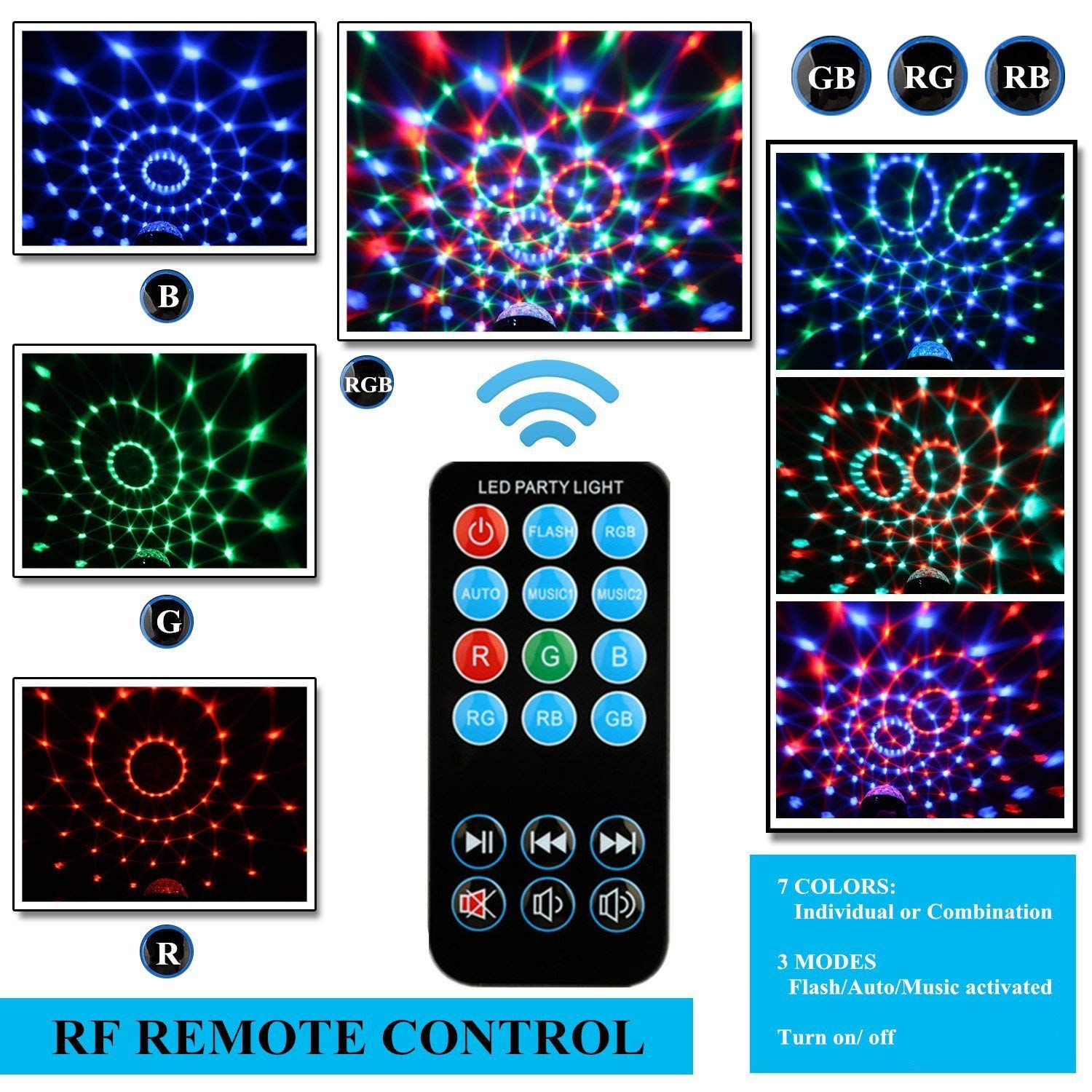Disco Ball Disco Lights Coidea Party Sound Activated Storbe Light With Remote Control Dj Lighting,Led 3W Rgb Light Bal, Dance Li